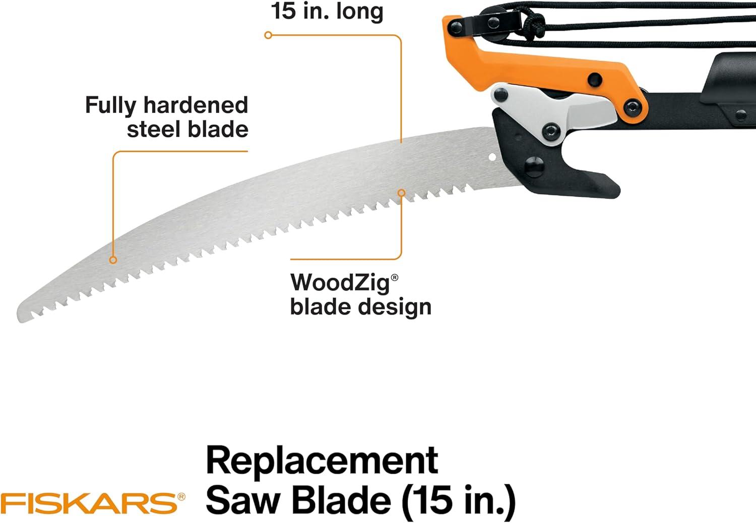 imageFiskars 15Inch Replacement Saw Blade for Pruning HighSpeed Steel WoodZig Blade for Lightweight Extendable Tree Pruner Fits Fiskars pruner models 6391 9388 9390 7889 7831 and 839115 in Silver