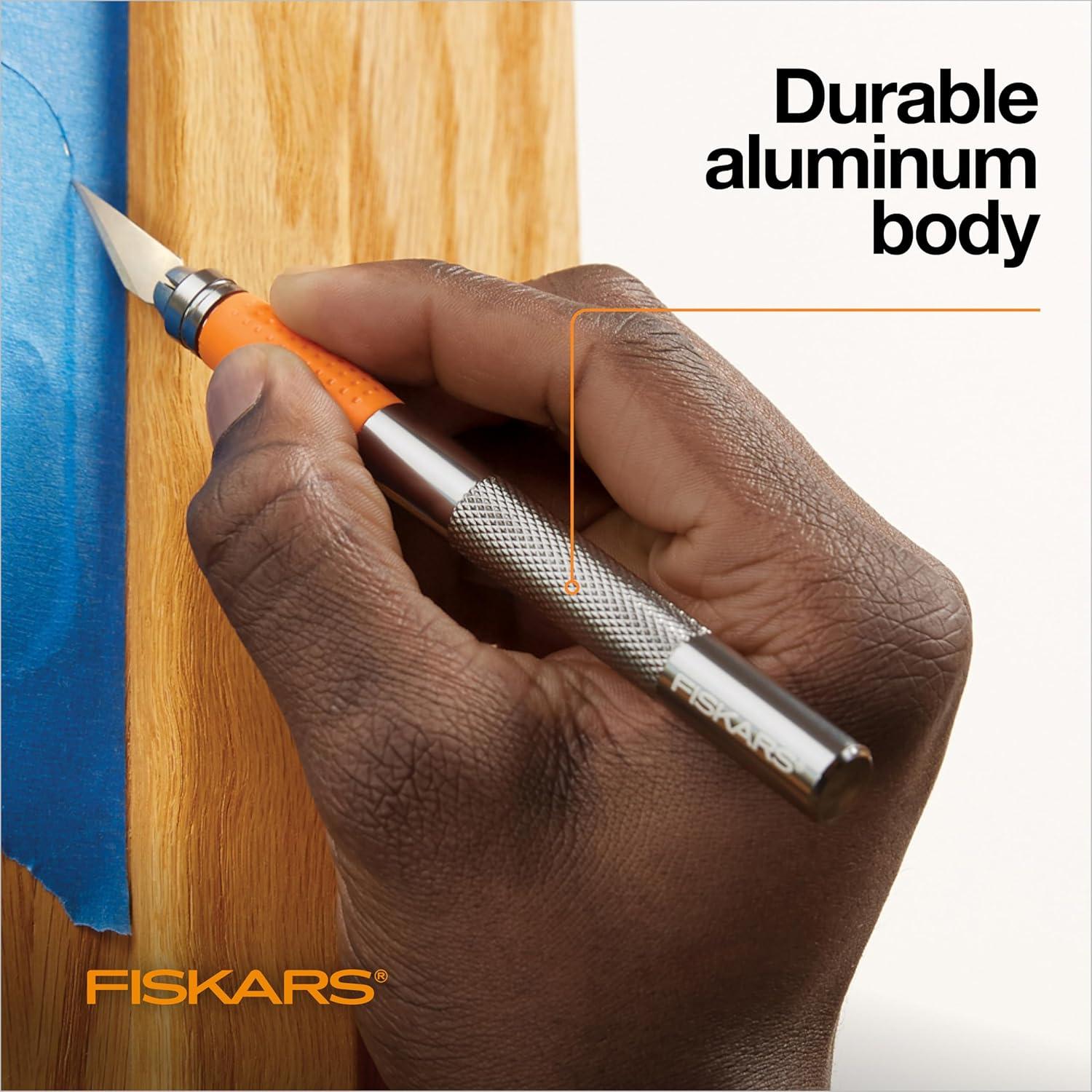 imageFiskars 1651101001 Easy Change Detail Craft Knife No 11 blade OrangeWhite8 in Exacto Knife