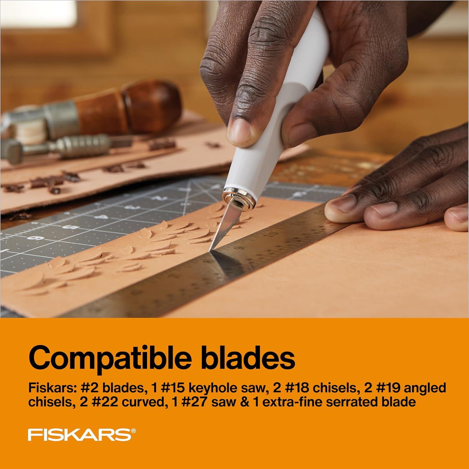imageFiskars 1651101001 Easy Change Detail Craft Knife No 11 blade OrangeWhiteEasy Change Knife  2 Blade