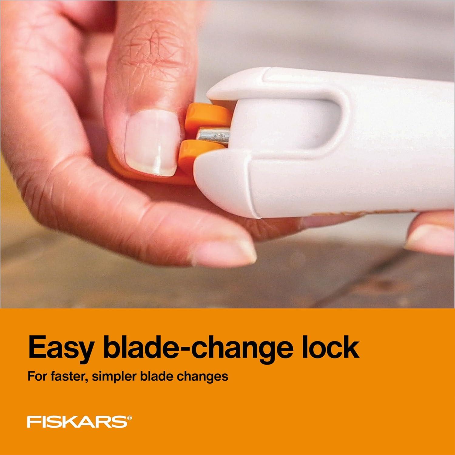 imageFiskars 1651101001 Easy Change Detail Craft Knife No 11 blade OrangeWhiteEasy Change Knife  2 Blade