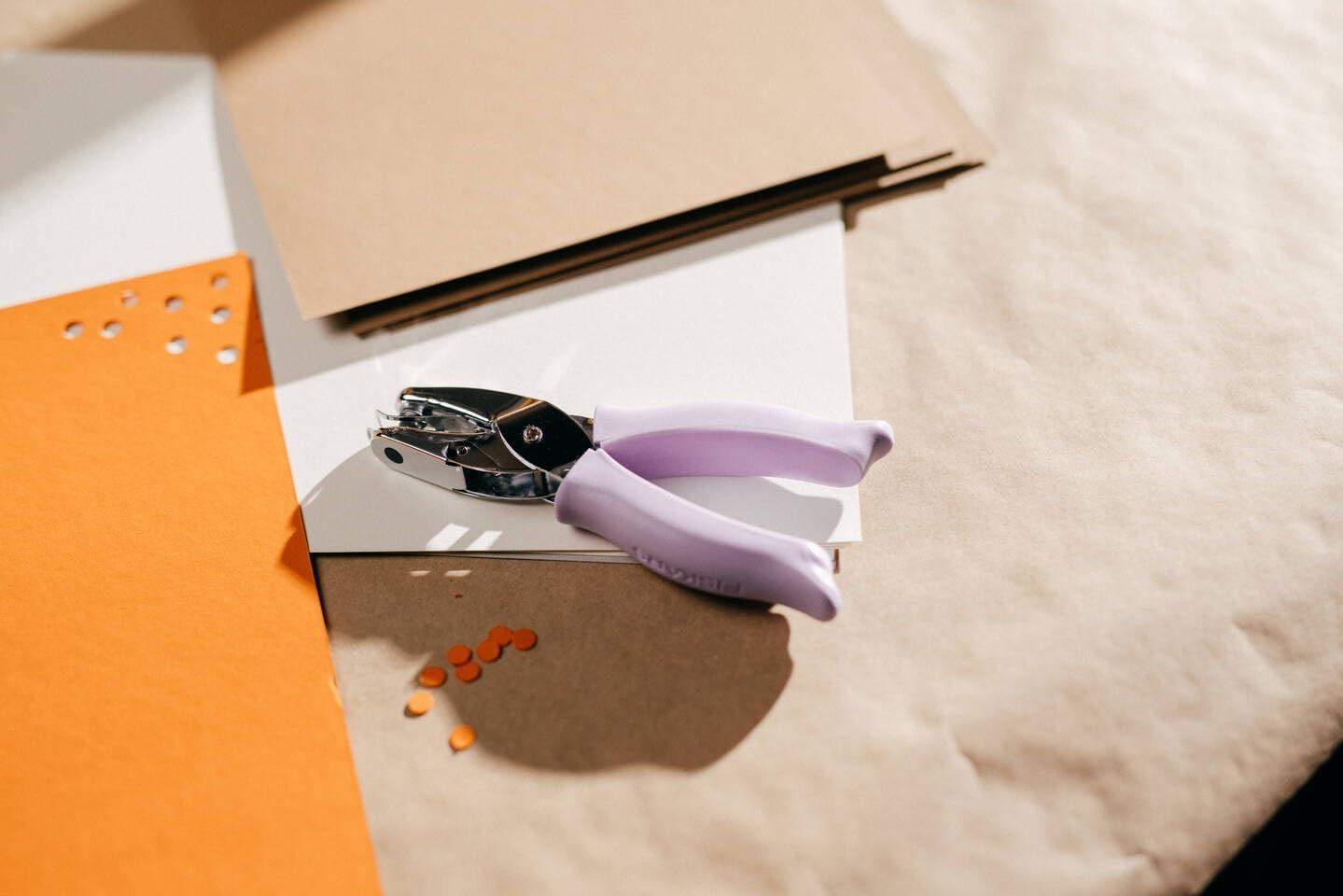 imageFiskars 23517097J Circle Hand Punch 18 Inch Purple  Pink14 in