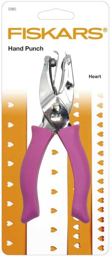 imageFiskars 23517097J Circle Hand Punch 18 Inch Purple  Pink14 in Heart