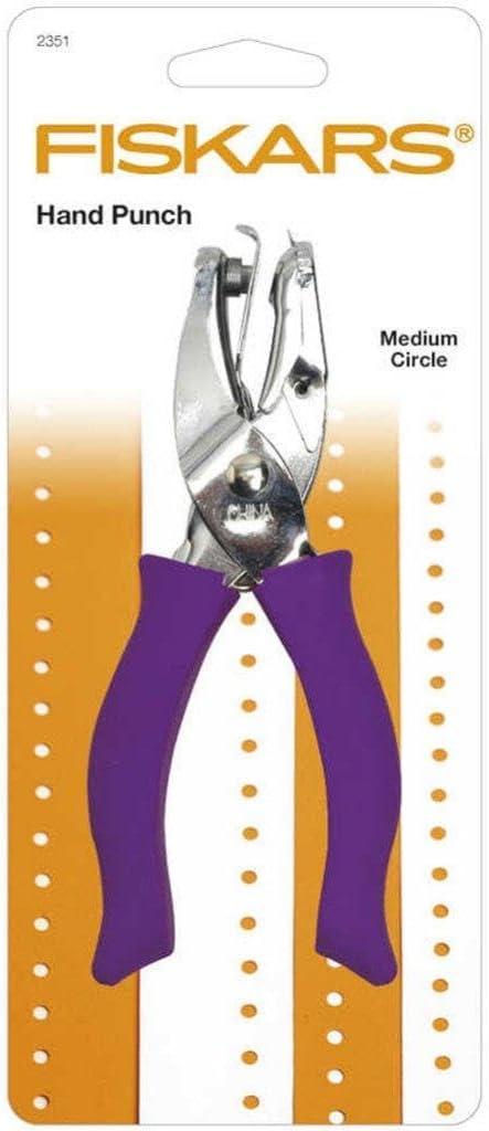imageFiskars 23517097J Circle Hand Punch 18 Inch Purple  Pink18 in