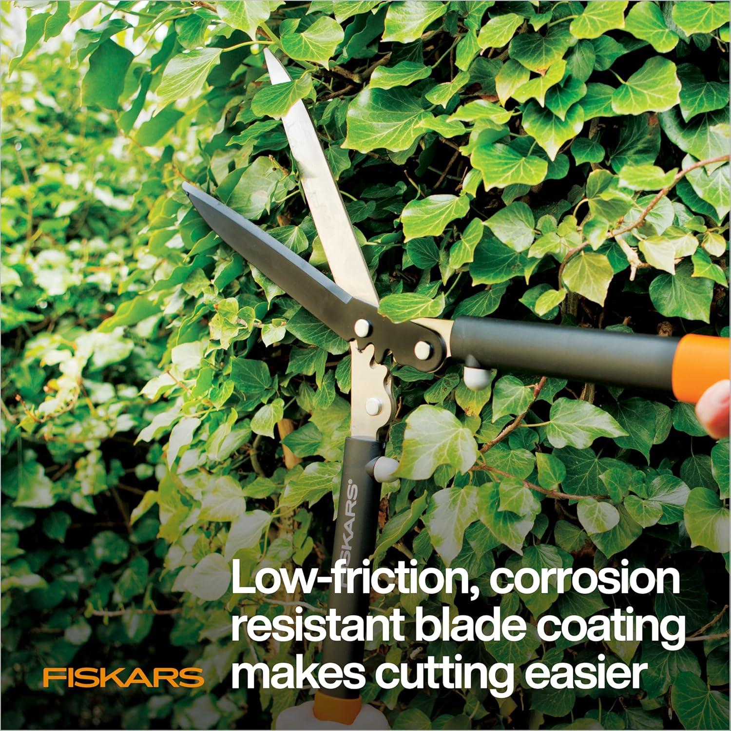 imageFiskars 23Inch Hedge Shears Bush Trimmer with PowerGear2 Technology that Multiplies Power for Less Effort SoftGrip Handles with ShockAbsorbing BumpersPowerGear 23 in