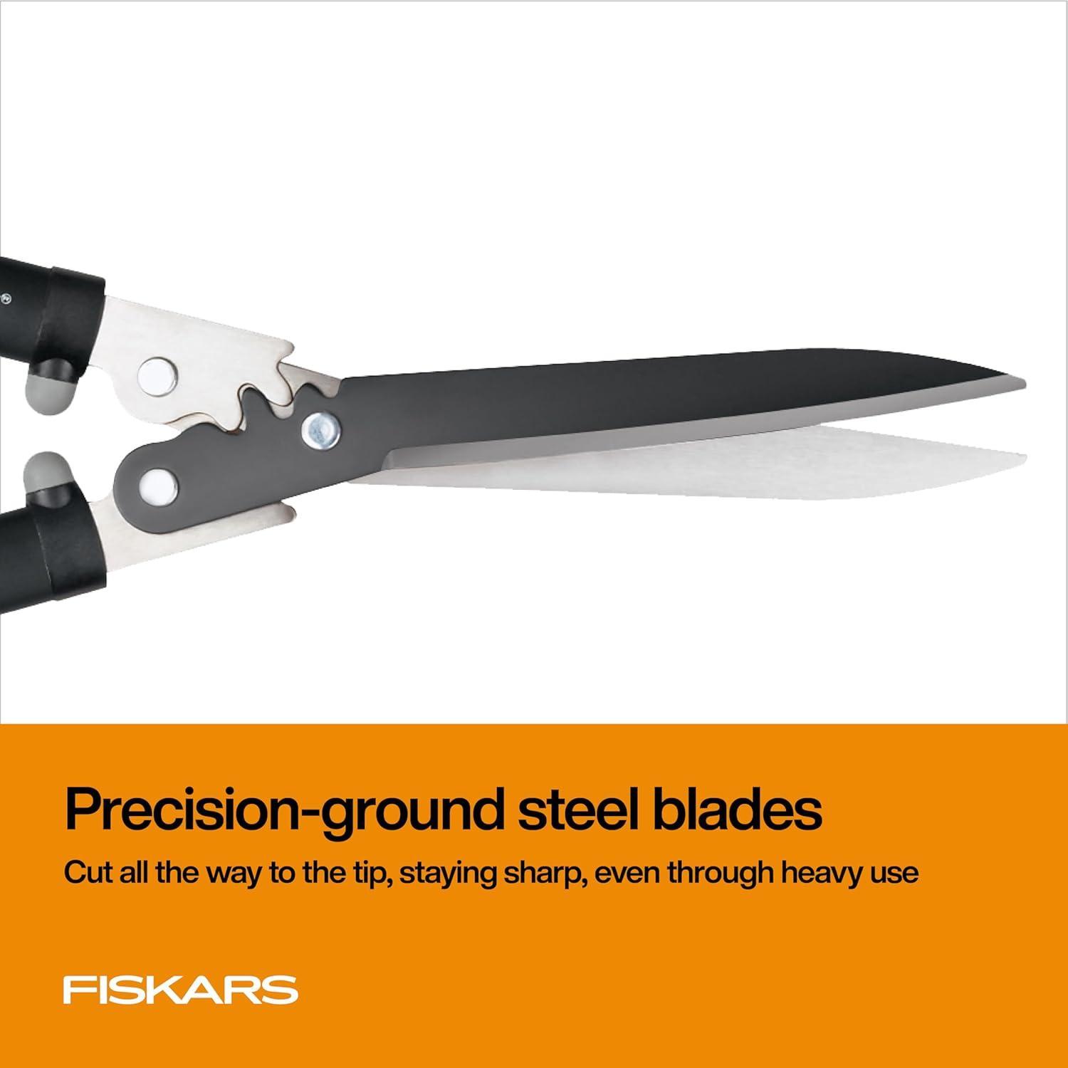 imageFiskars 23Inch Hedge Shears Bush Trimmer with PowerGear2 Technology that Multiplies Power for Less Effort SoftGrip Handles with ShockAbsorbing BumpersPowerGear 23 in