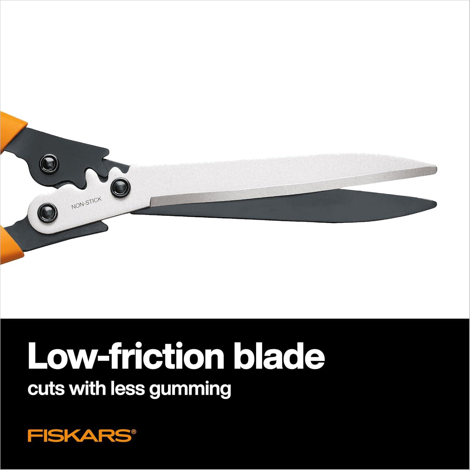 imageFiskars 23Inch Hedge Shears Bush Trimmer with PowerGear2 Technology that Multiplies Power for Less Effort SoftGrip Handles with ShockAbsorbing BumpersPowerGear2 Shock Absorbing 23 in