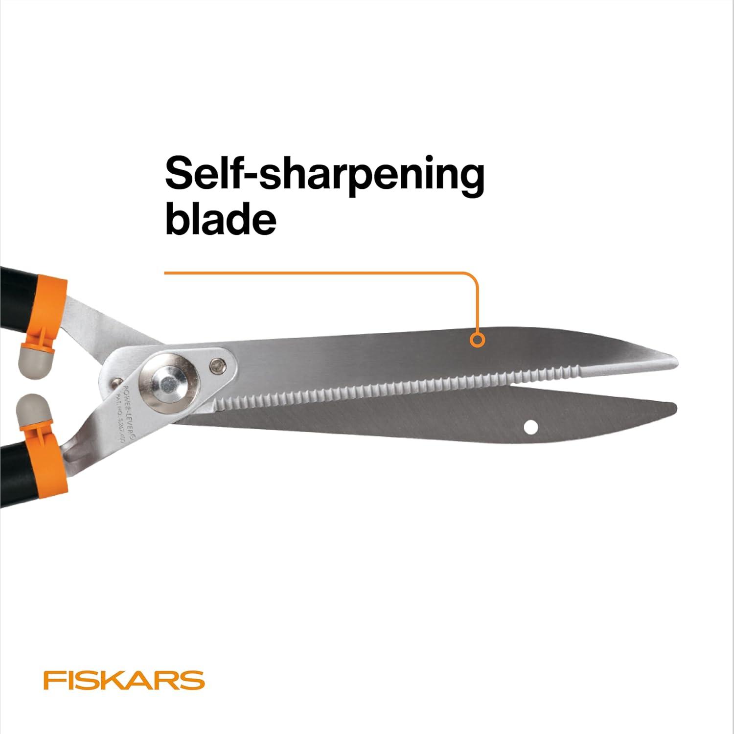 imageFiskars 23Inch PowerLever Hedge Shears SelfSharpening PrecisionGround Steel Blades For TrimmingShaping Hedges and Shrubs in Your Garden Lawn and Yard Tools BlackOrange