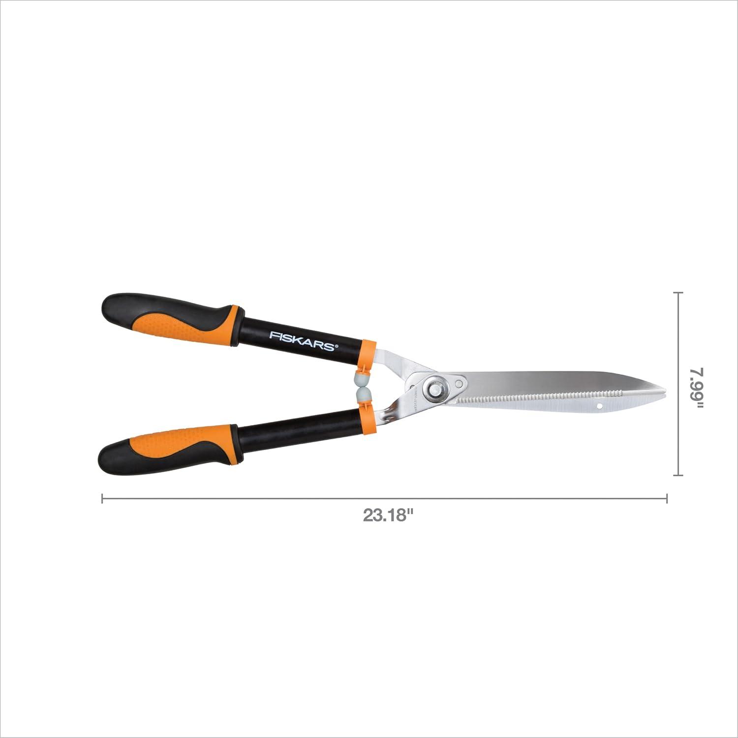 imageFiskars 23Inch PowerLever Hedge Shears SelfSharpening PrecisionGround Steel Blades For TrimmingShaping Hedges and Shrubs in Your Garden Lawn and Yard Tools BlackOrange
