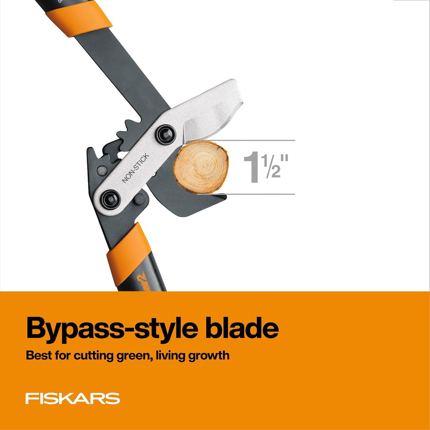 imageFiskars 32Inch Loppers for Tree Trimming Heavy Duty LowFriction Sharp Steel Blade Branch Cutter up to 2Inch Diameter Cut Capacity PowerGear2 Technology that Multiplies Power for Less Effort18 in