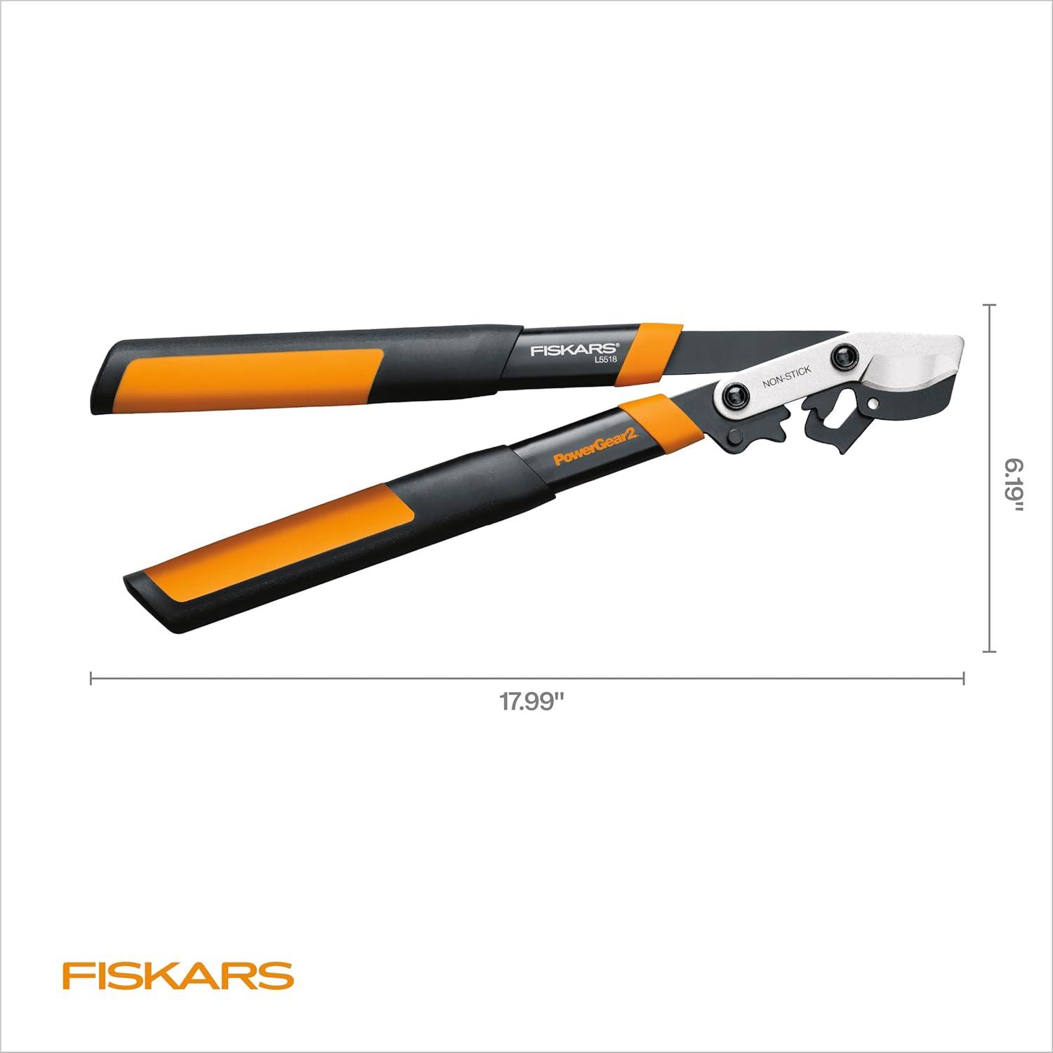imageFiskars 32Inch Loppers for Tree Trimming Heavy Duty LowFriction Sharp Steel Blade Branch Cutter up to 2Inch Diameter Cut Capacity PowerGear2 Technology that Multiplies Power for Less Effort18 in