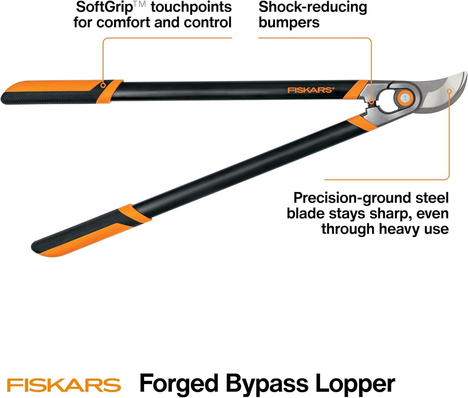 imageFiskars 32Inch Loppers for Tree Trimming Heavy Duty LowFriction Sharp Steel Blade Branch Cutter up to 2Inch Diameter Cut Capacity PowerGear2 Technology that Multiplies Power for Less Effort30 in