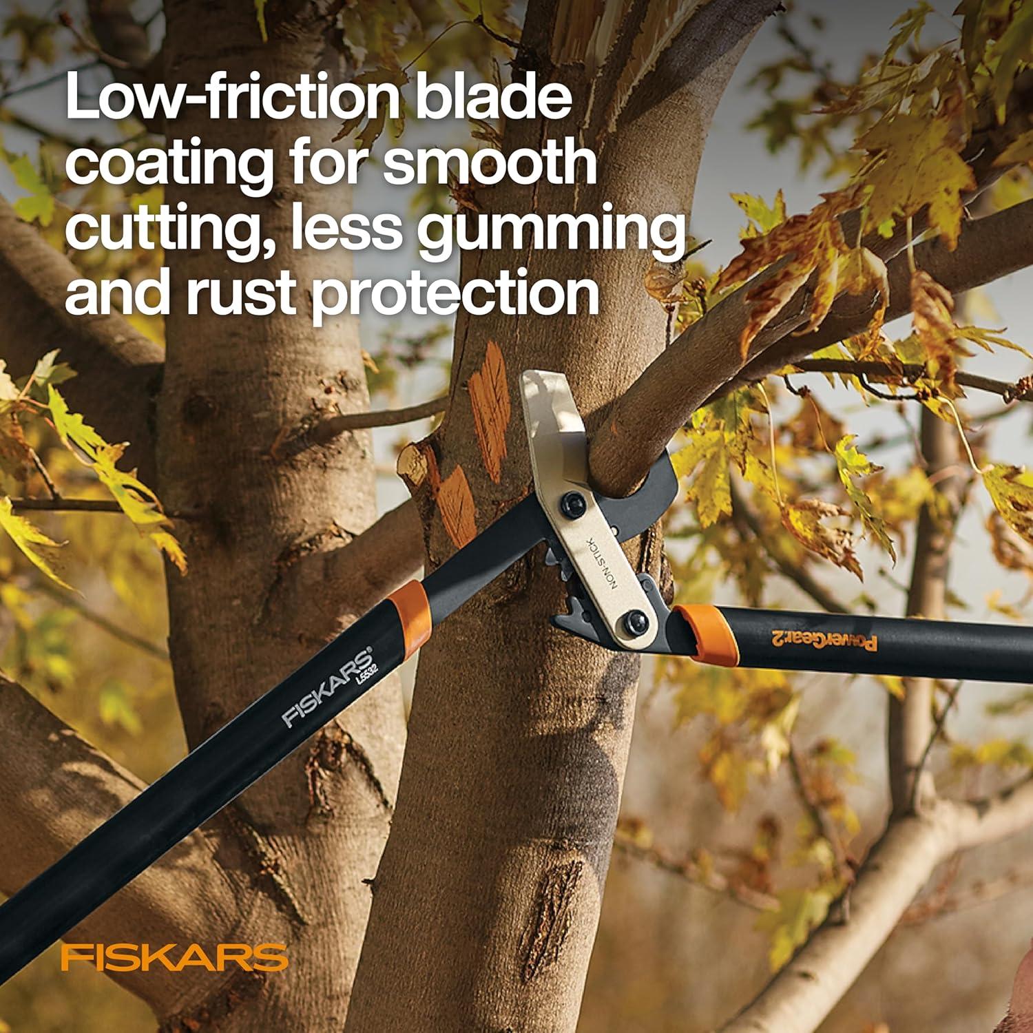 imageFiskars 32Inch Loppers for Tree Trimming Heavy Duty LowFriction Sharp Steel Blade Branch Cutter up to 2Inch Diameter Cut Capacity PowerGear2 Technology that Multiplies Power for Less Effort32 in