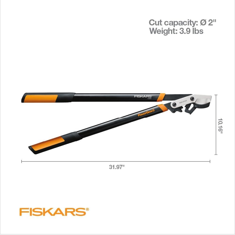 imageFiskars 32Inch Loppers for Tree Trimming Heavy Duty LowFriction Sharp Steel Blade Branch Cutter up to 2Inch Diameter Cut Capacity PowerGear2 Technology that Multiplies Power for Less Effort32 in