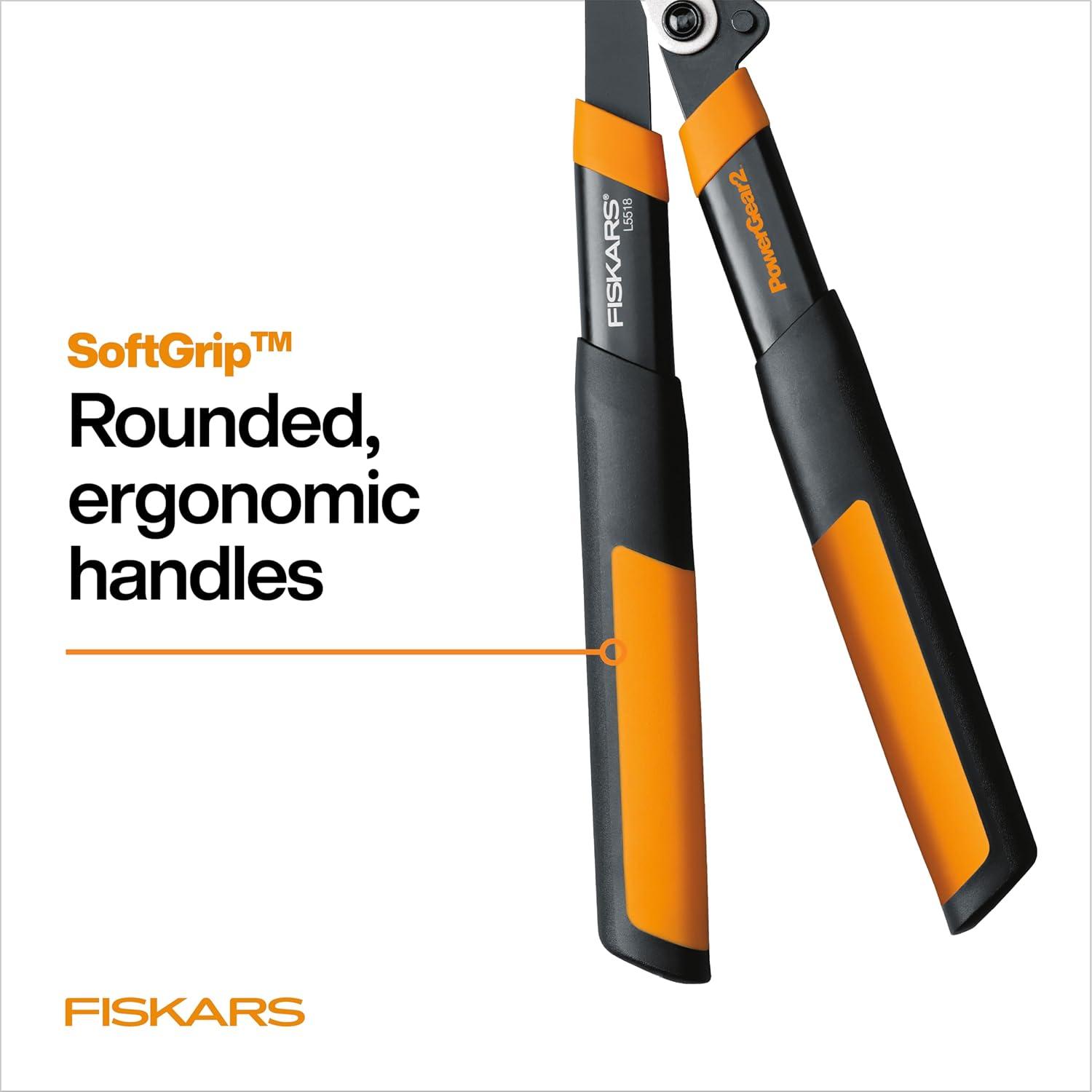 imageFiskars 32Inch Loppers for Tree Trimming Heavy Duty LowFriction Sharp Steel Blade Branch Cutter up to 2Inch Diameter Cut Capacity PowerGear2 Technology that Multiplies Power for Less Effort18 in
