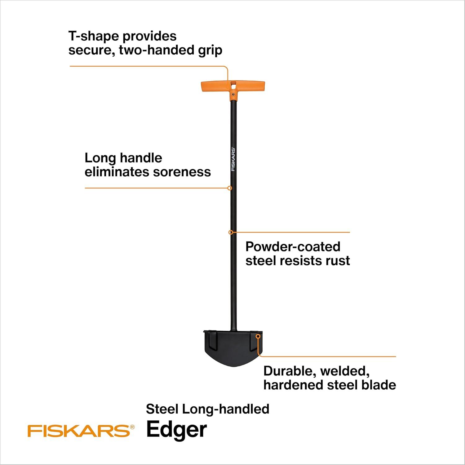 imageFiskars 40quot Steel Tiller Long Handle Hand Tiller for Gardening Garden ToolEdger