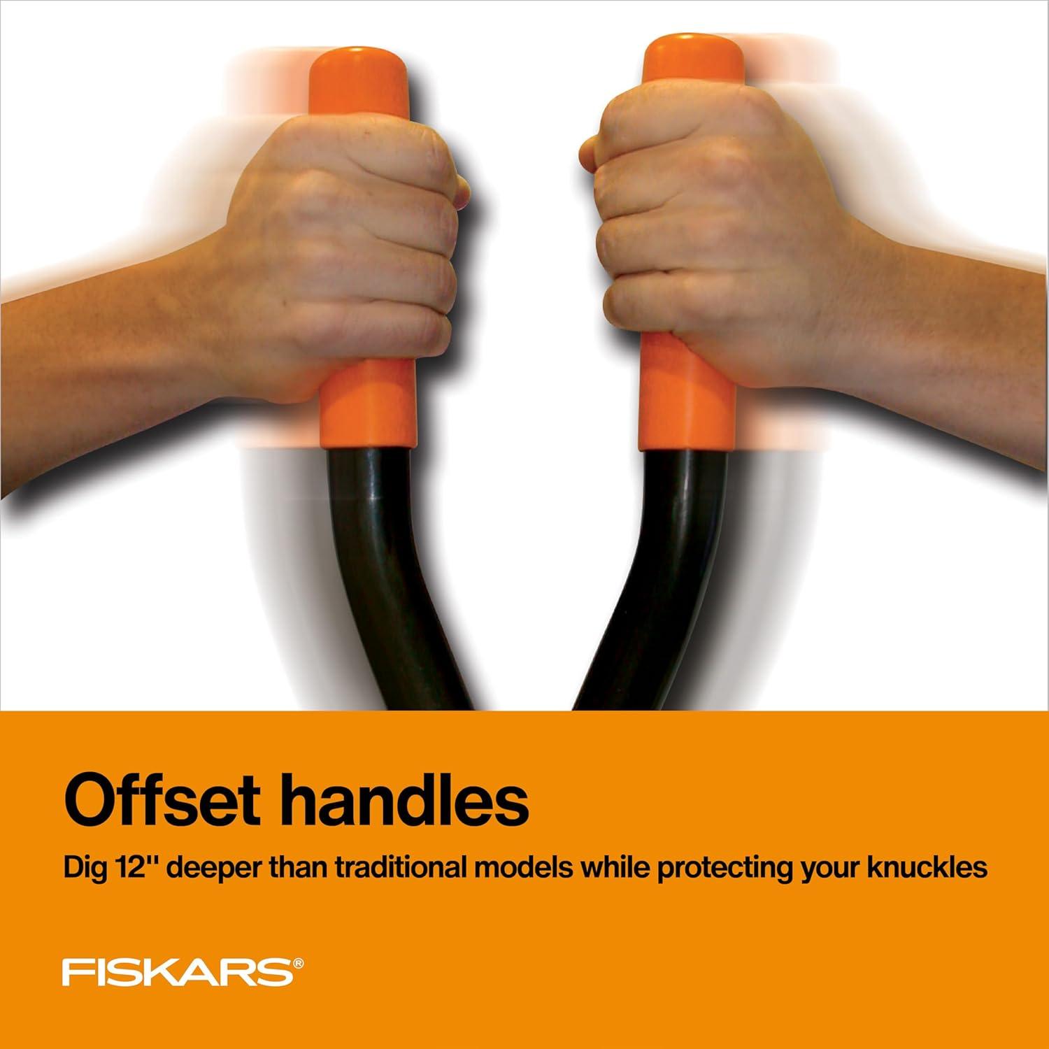 imageFiskars 40quot Steel Tiller Long Handle Hand Tiller for Gardening Garden ToolPosthole Digger
