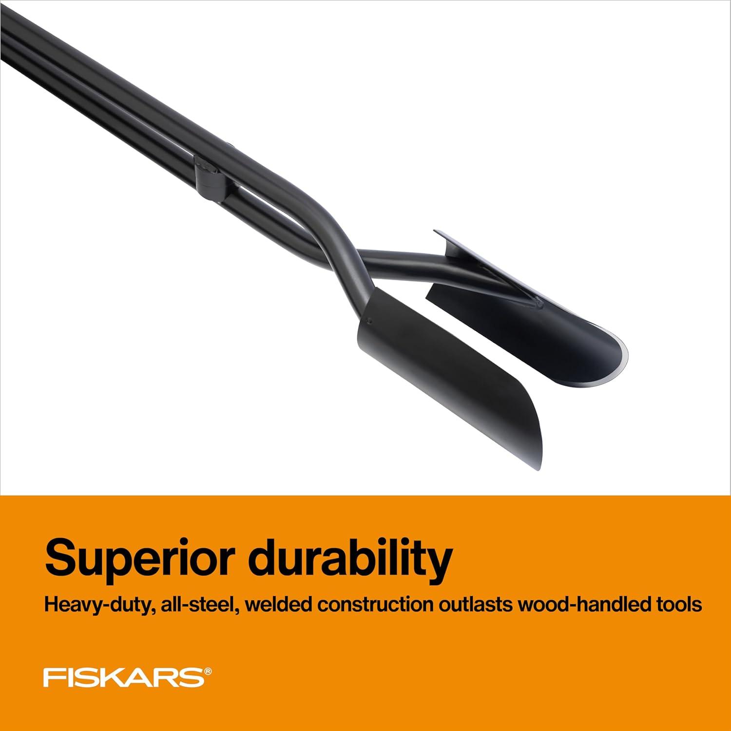 imageFiskars 40quot Steel Tiller Long Handle Hand Tiller for Gardening Garden ToolPosthole Digger