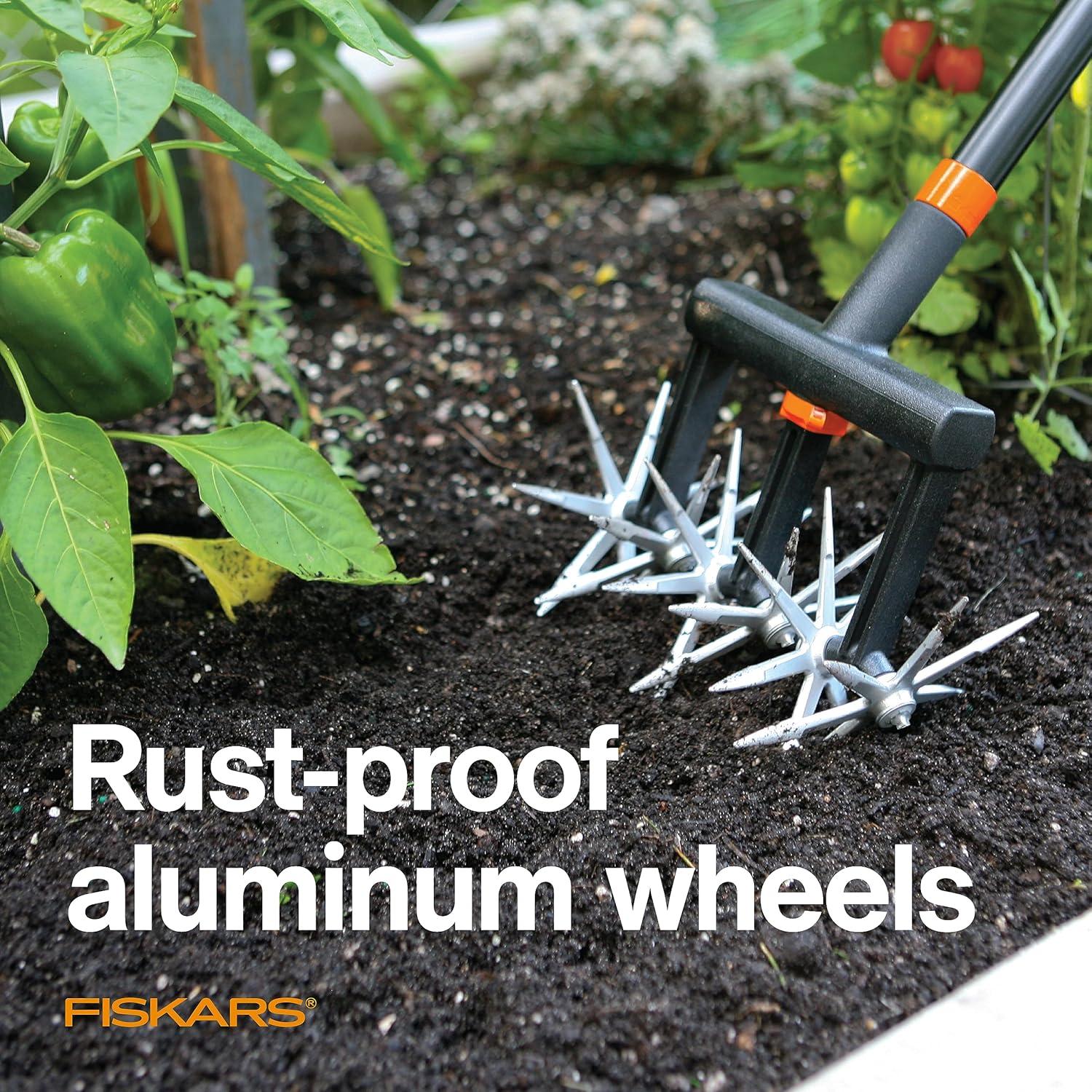 imageFiskars 40quot Steel Tiller Long Handle Hand Tiller for Gardening Garden ToolRotary Cultivator