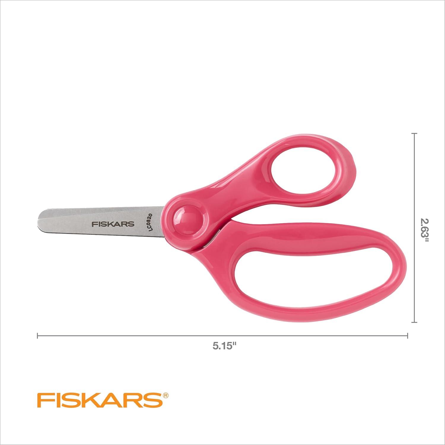 imageFiskars 5quot BluntTip Scissors for Kids Ages 47 For School or Crafting Premium Pink Pack of 1Premium Pink