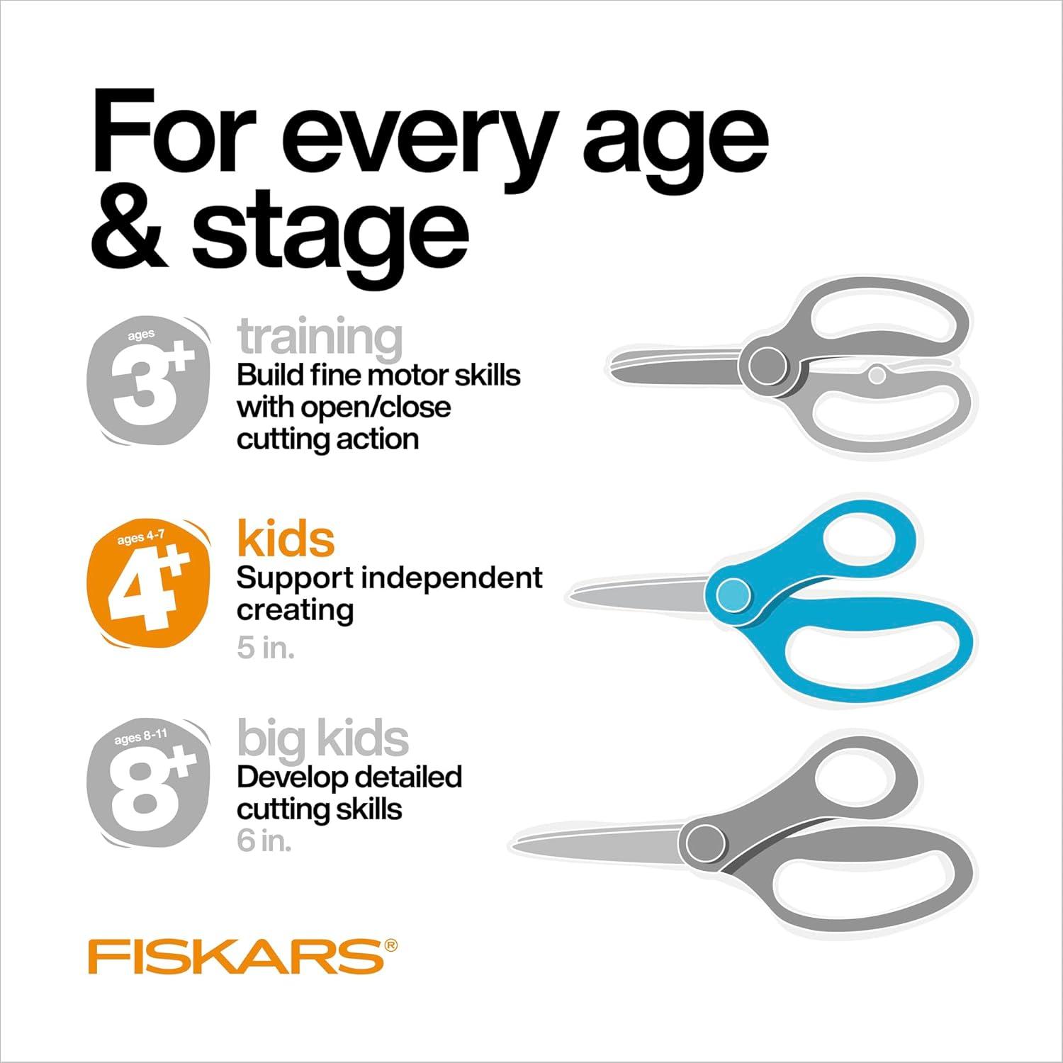 imageFiskars 5quot BluntTip Scissors for Kids Ages 47 For School or Crafting Premium Pink Pack of 1Purple