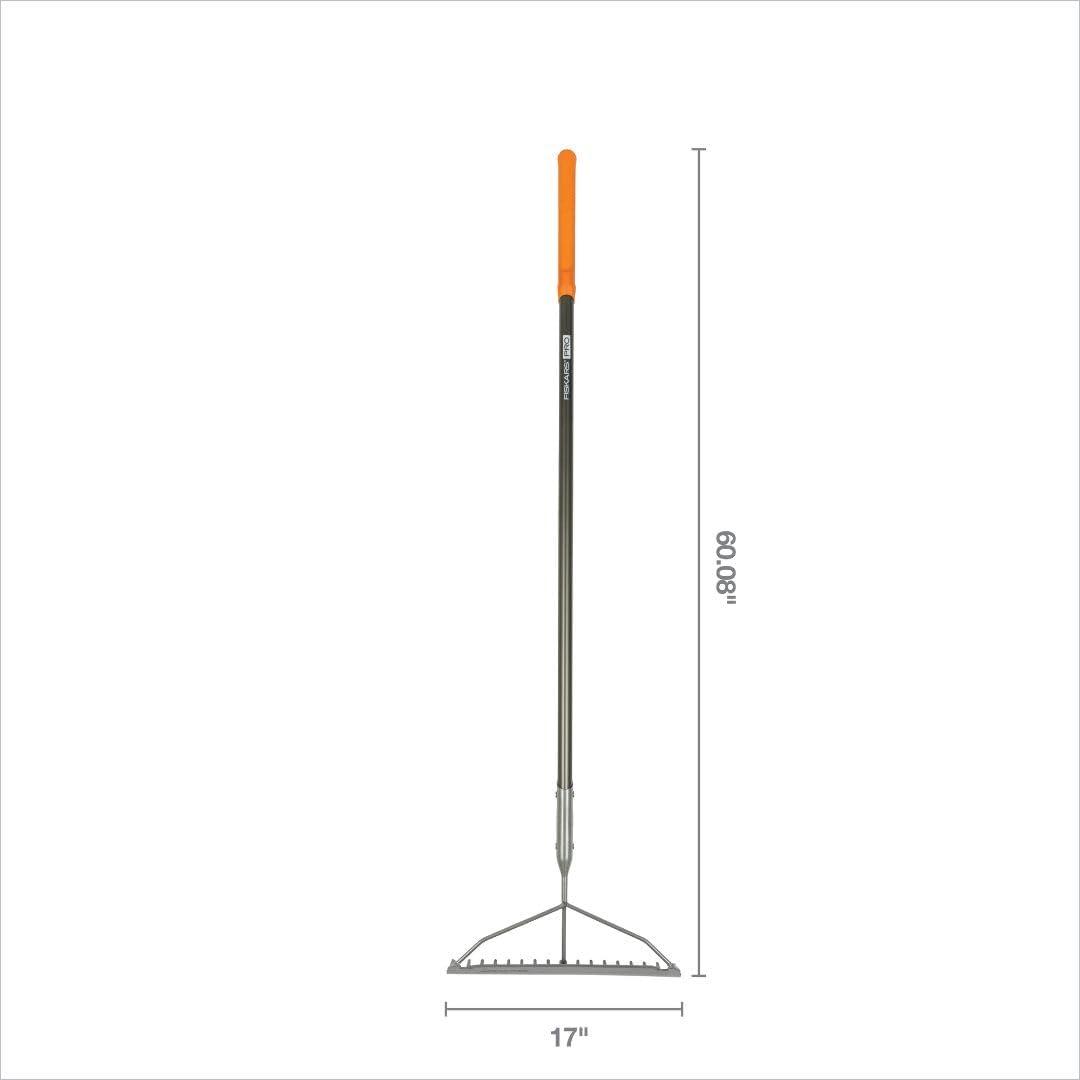 imageFiskars 60quot Pro Garden Rake for Soil with Lightweight Aluminum Handle Heavy Duty Gardening Tool