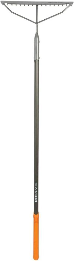 imageFiskars 60quot Pro Garden Rake for Soil with Lightweight Aluminum Handle Heavy Duty Gardening Tool