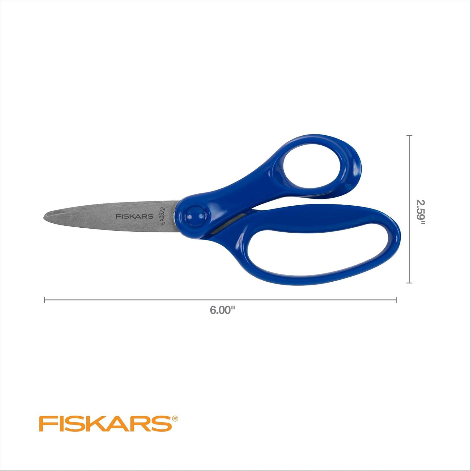 imageFiskars 6quot Big Kids Scissors for Kids Ages 811 Scissors for School or Crafting Back to School Supplies TurquoiseAssorted Colors