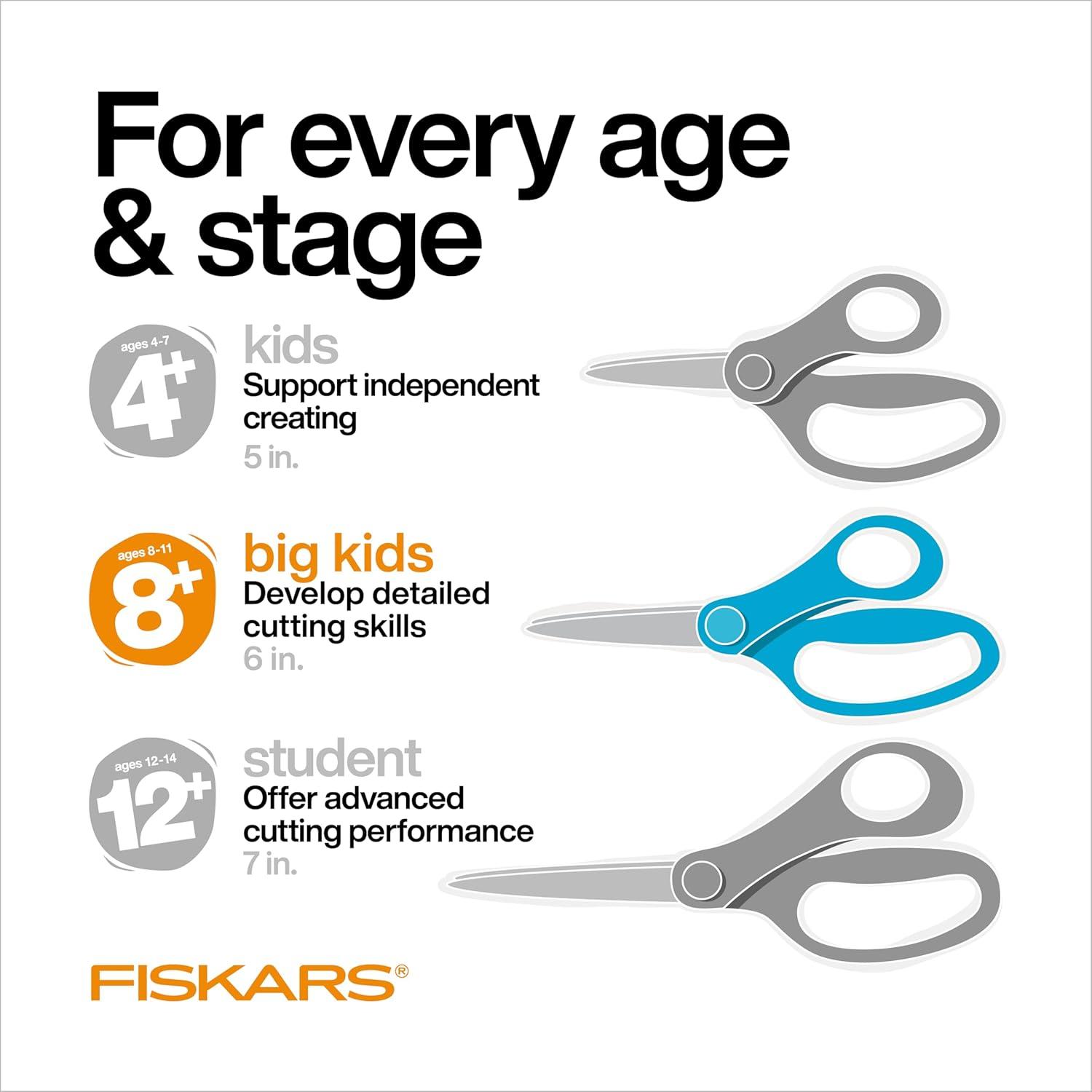 imageFiskars 6quot Big Kids Scissors for Kids Ages 811 Scissors for School or Crafting Back to School Supplies TurquoiseAssorted Colors