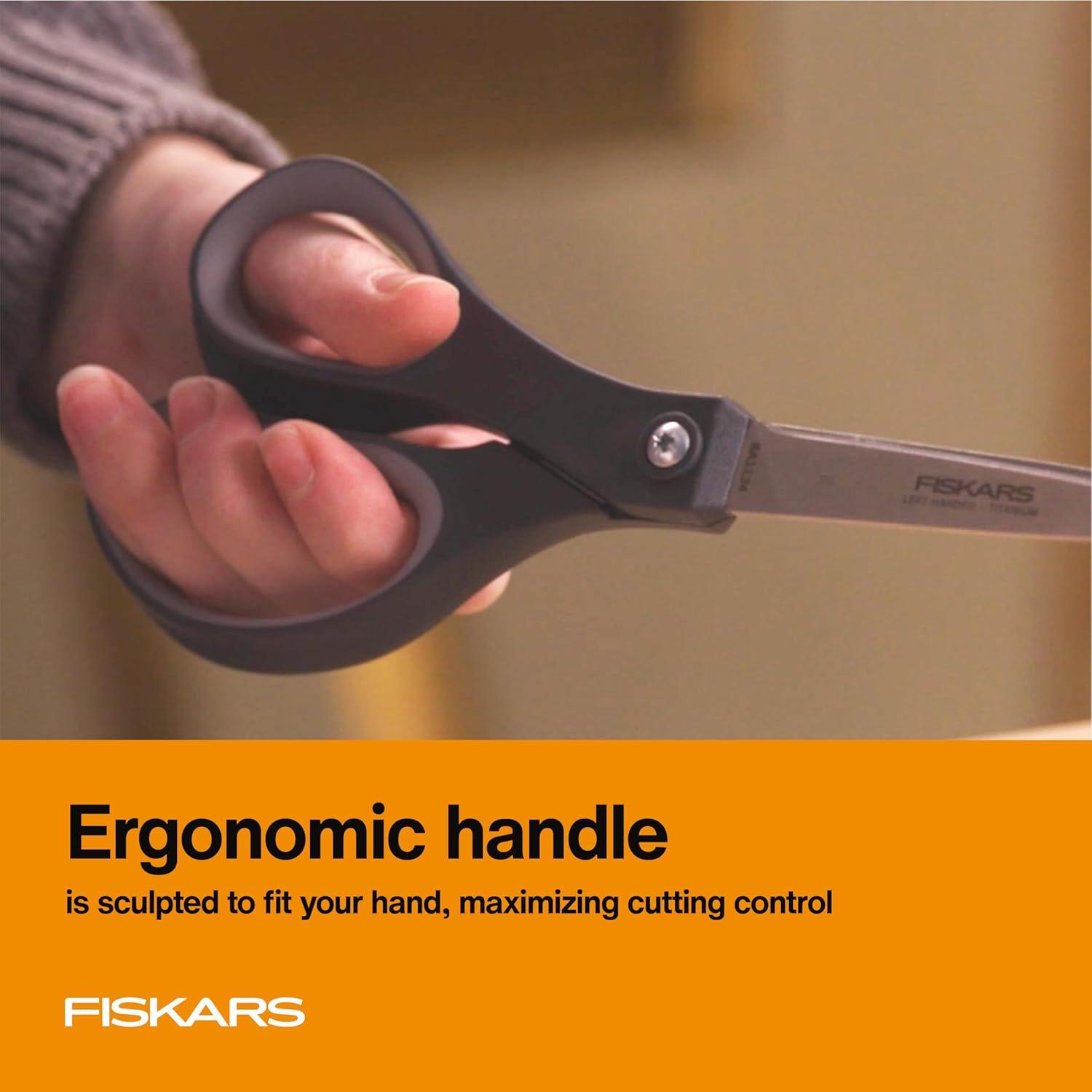 imageFiskars 8 LeftHanded Titanium Scissors SoftGrip Handle for Comfort Durable Stainless Steel Blades for Home and Office UseLeft Handed Titanium  SoftGrip