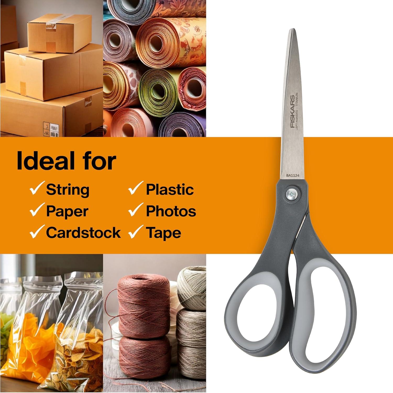 imageFiskars 8 LeftHanded Titanium Scissors SoftGrip Handle for Comfort Durable Stainless Steel Blades for Home and Office UseLeft Handed Titanium  SoftGrip