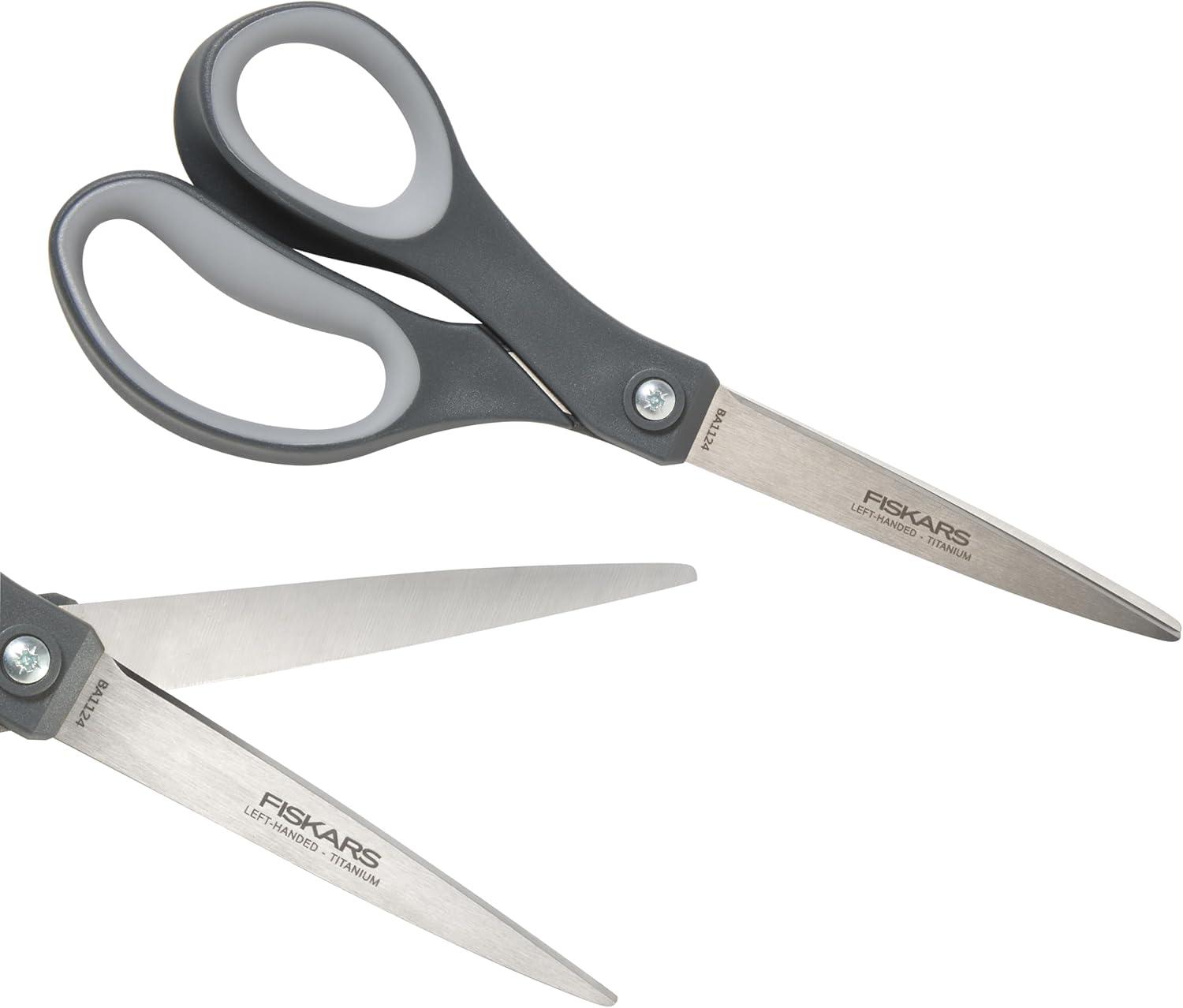 imageFiskars 8 LeftHanded Titanium Scissors SoftGrip Handle for Comfort Durable Stainless Steel Blades for Home and Office UseLeft Handed Titanium  SoftGrip