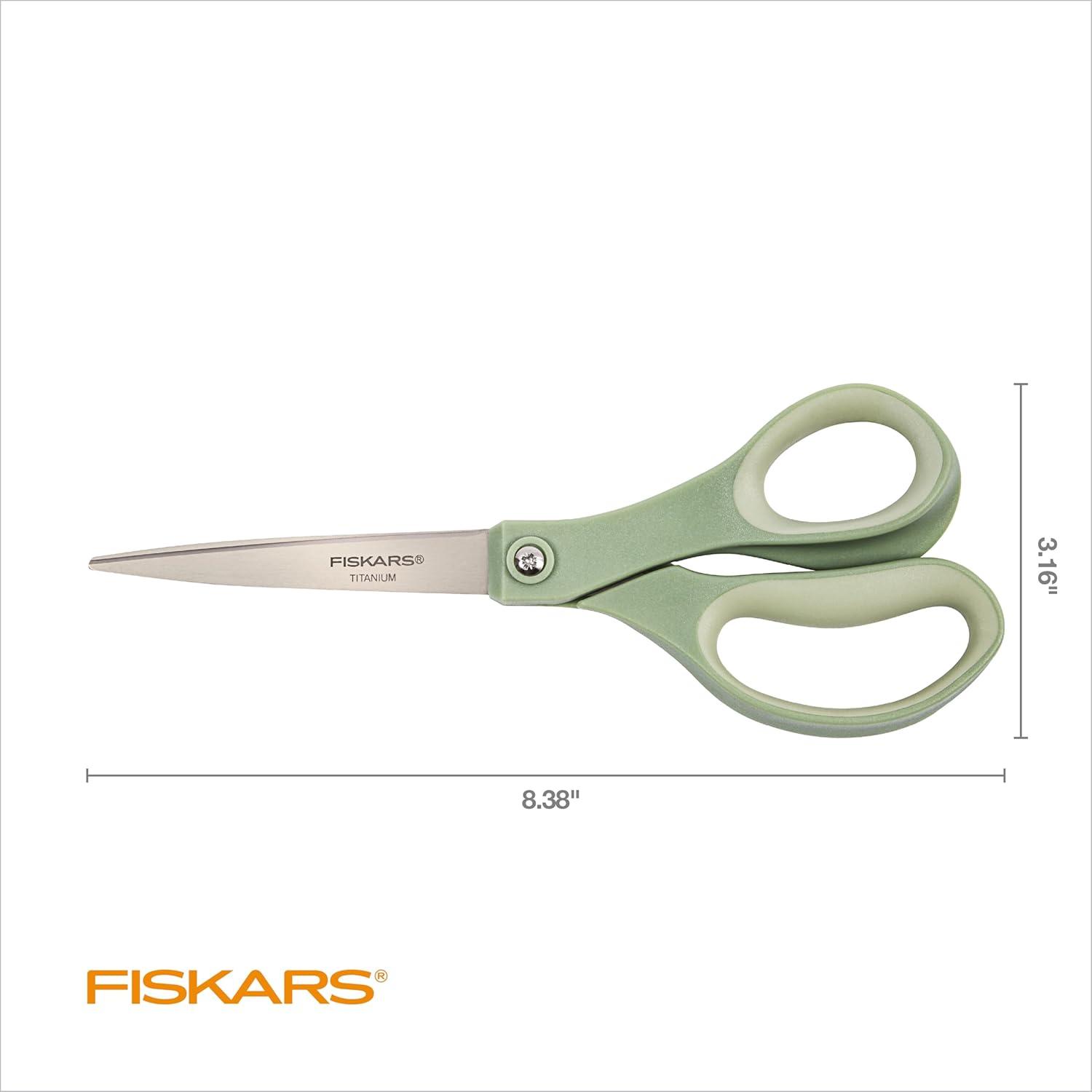 imageFiskars 8 LeftHanded Titanium Scissors SoftGrip Handle for Comfort Durable Stainless Steel Blades for Home and Office UseMulticolor  SoftGrip