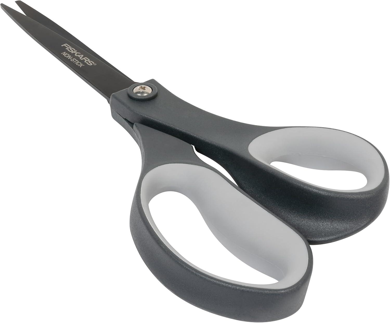 imageFiskars 8 LeftHanded Titanium Scissors SoftGrip Handle for Comfort Durable Stainless Steel Blades for Home and Office UseNonStick Titanium  SoftGrip