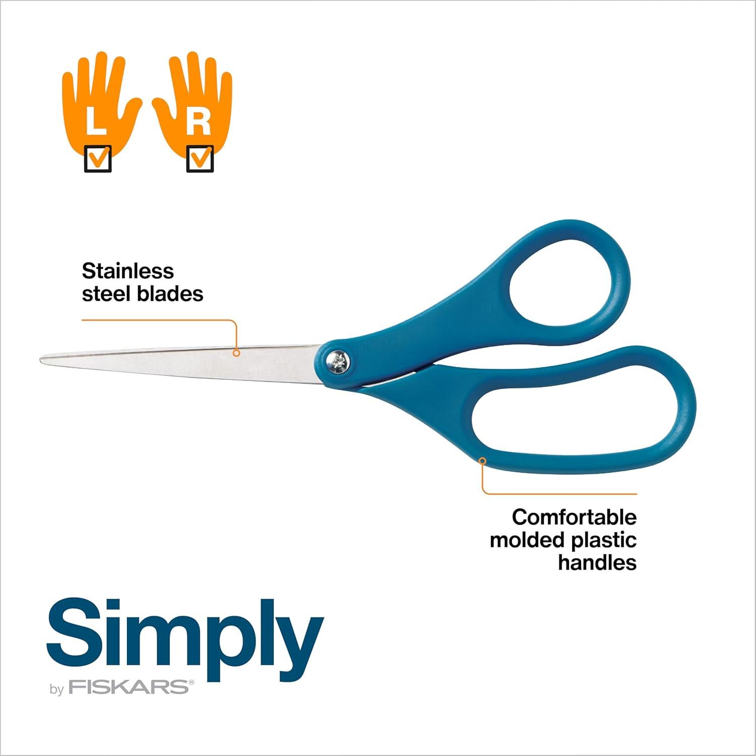 imageFiskars 8 LeftHanded Titanium Scissors SoftGrip Handle for Comfort Durable Stainless Steel Blades for Home and Office UseStainless Steel