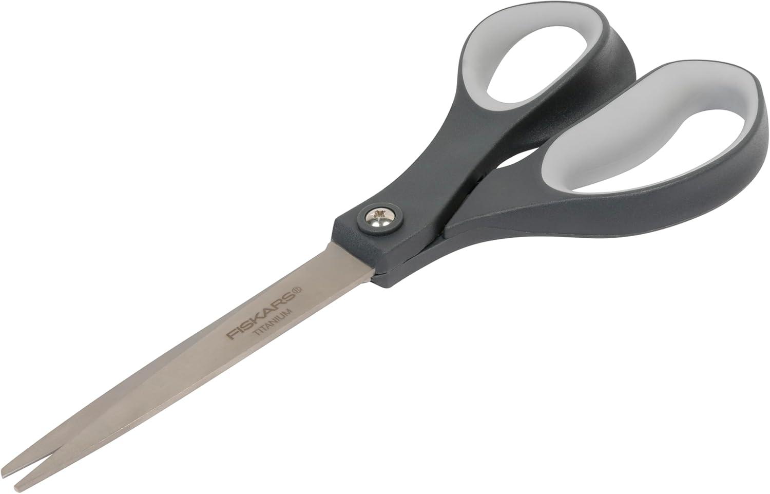 imageFiskars 8 LeftHanded Titanium Scissors SoftGrip Handle for Comfort Durable Stainless Steel Blades for Home and Office UseTitanium  SoftGrip