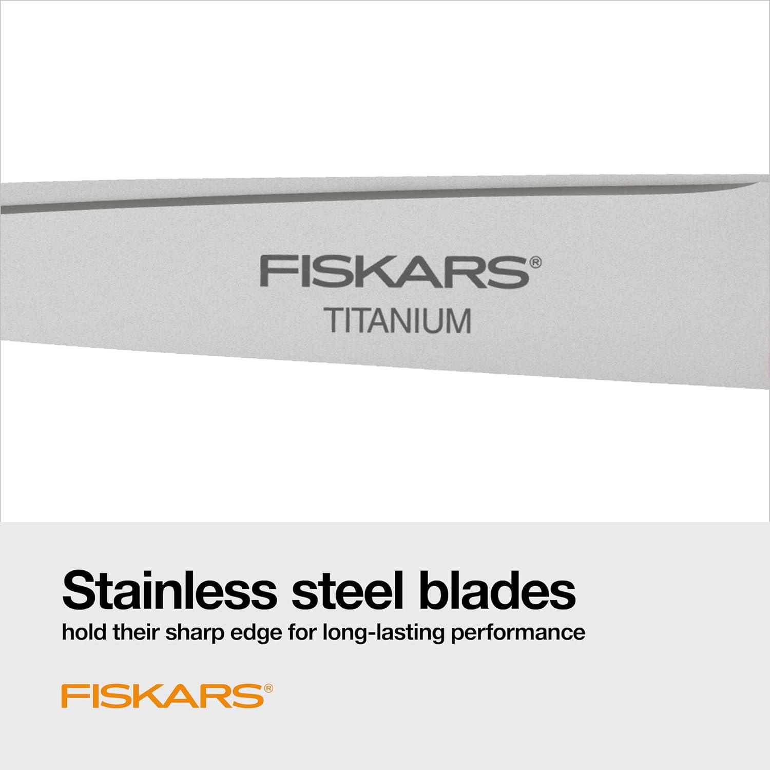 imageFiskars 8 LeftHanded Titanium Scissors SoftGrip Handle for Comfort Durable Stainless Steel Blades for Home and Office UseTitanium  SoftGrip