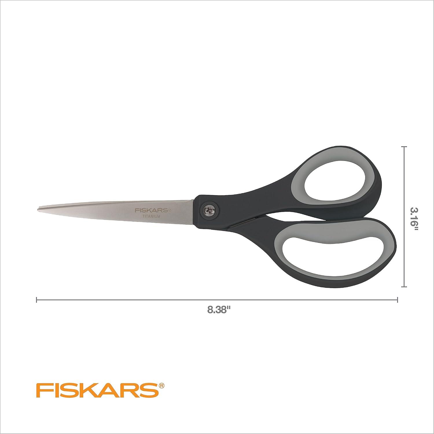 imageFiskars 8 LeftHanded Titanium Scissors SoftGrip Handle for Comfort Durable Stainless Steel Blades for Home and Office UseTitanium  SoftGrip