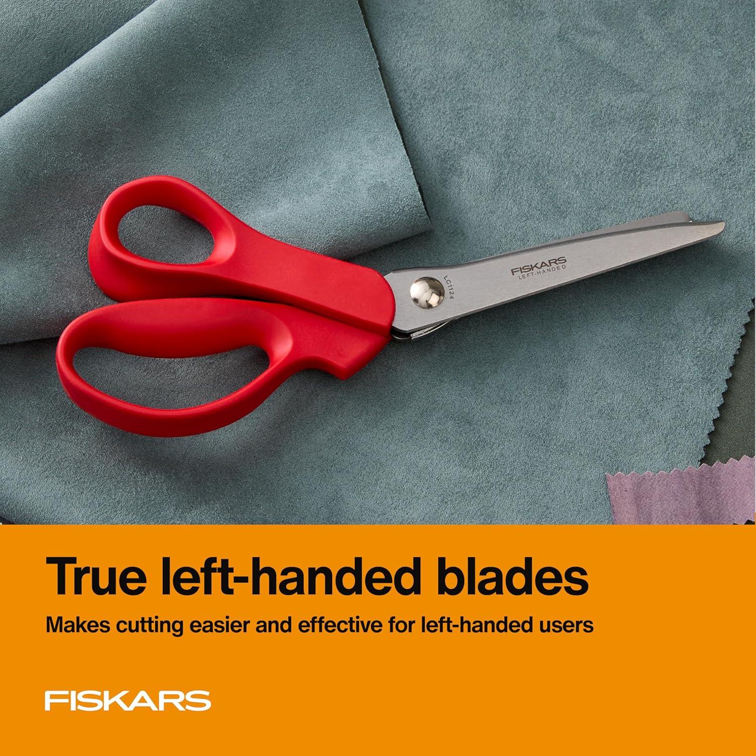 imageFiskars 8 Premier LeftHanded Pinking Shears Precision Stainless Steel Blades for Zigzag Cutting Ergonomic Handle for ComfortLeft Handed