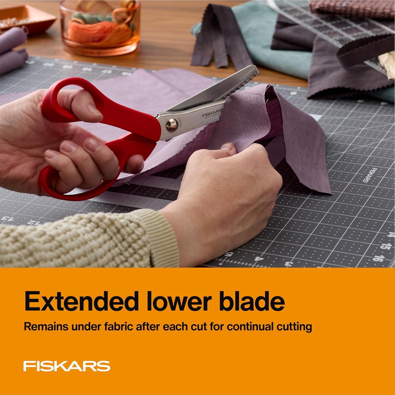 imageFiskars 8 Premier LeftHanded Pinking Shears Precision Stainless Steel Blades for Zigzag Cutting Ergonomic Handle for ComfortLeft Handed
