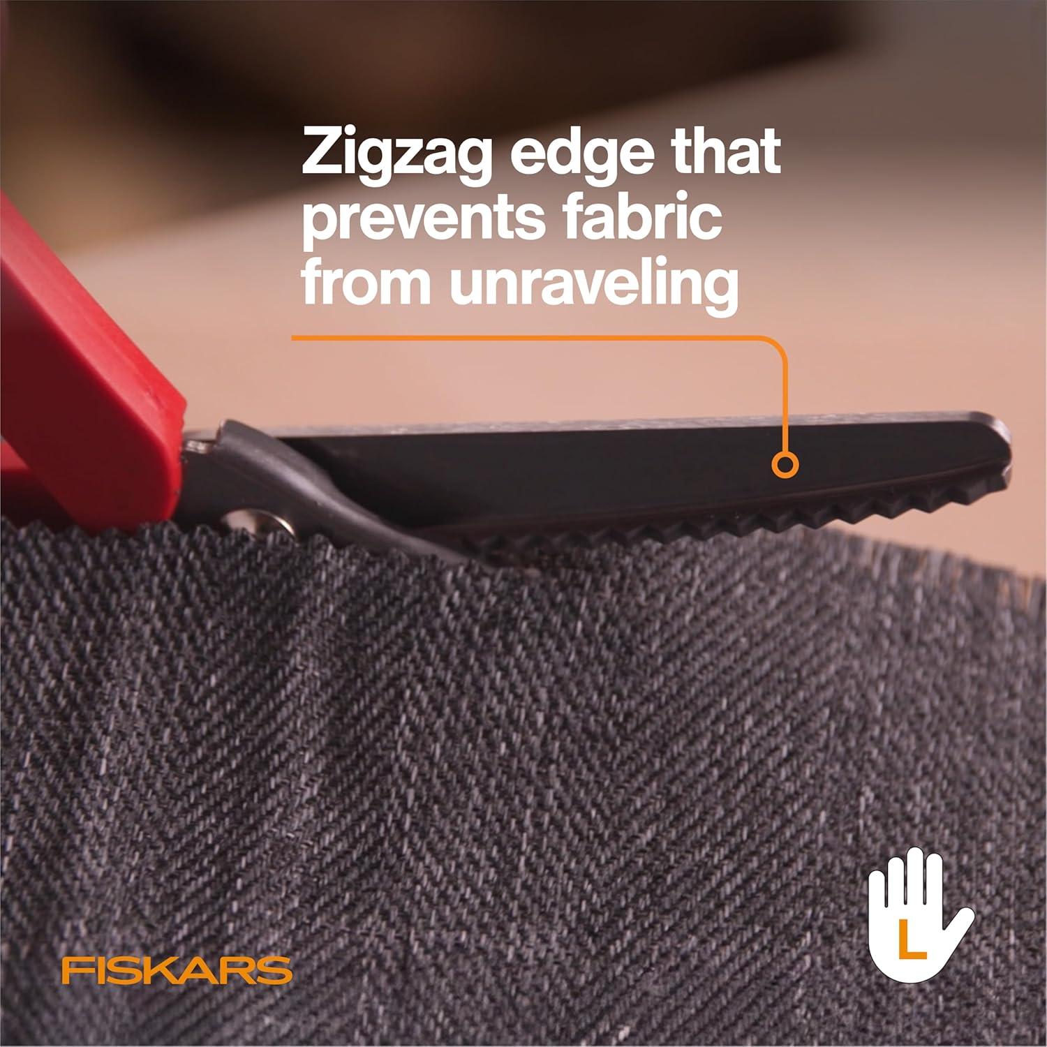 imageFiskars 8 Premier LeftHanded Pinking Shears Precision Stainless Steel Blades for Zigzag Cutting Ergonomic Handle for ComfortLeft Handed