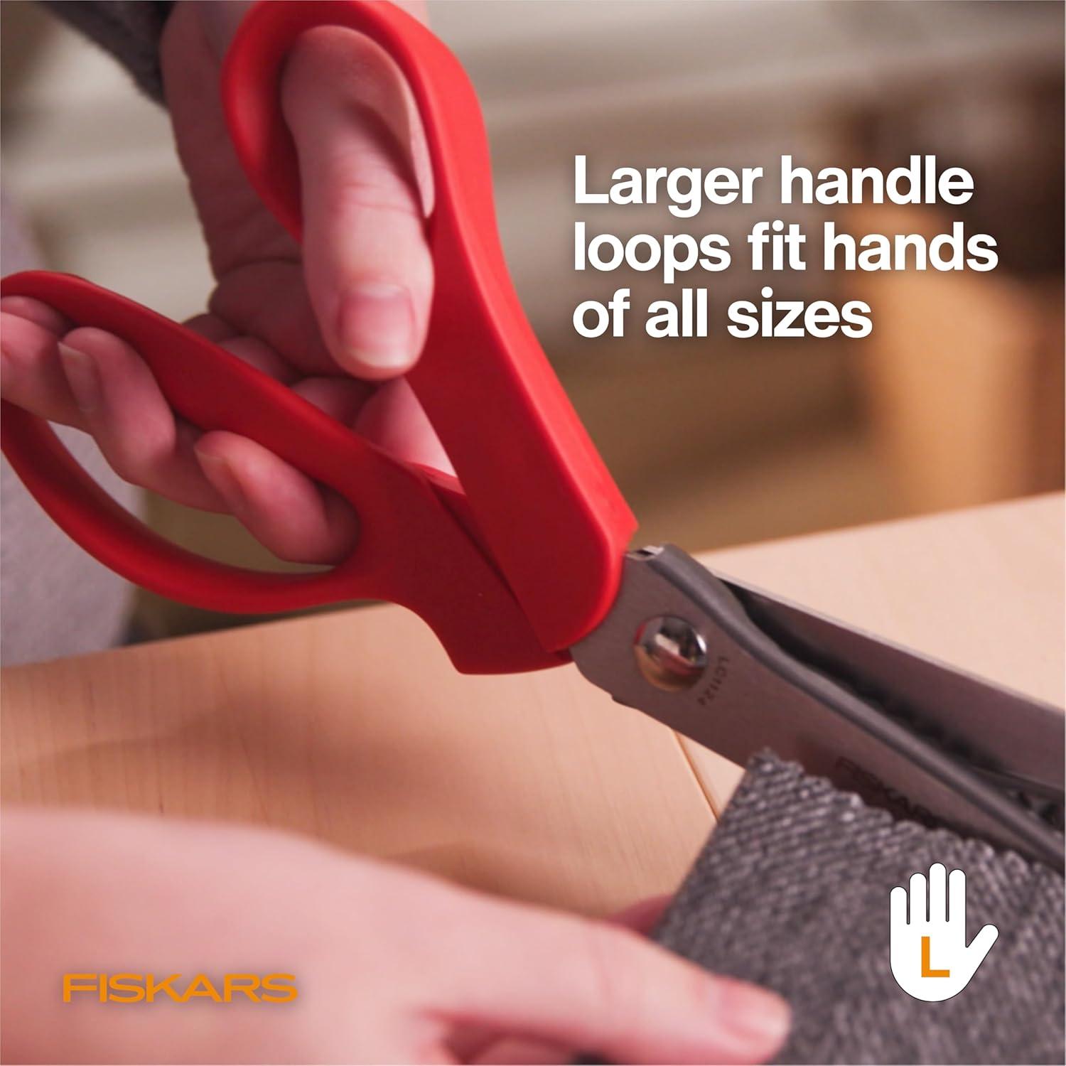 imageFiskars 8 Premier LeftHanded Pinking Shears Precision Stainless Steel Blades for Zigzag Cutting Ergonomic Handle for ComfortLeft Handed