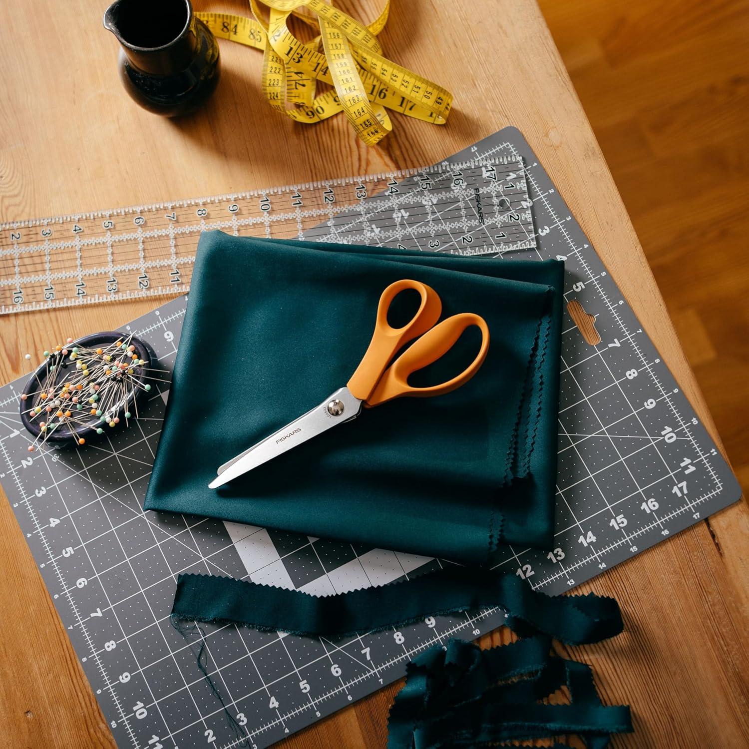 imageFiskars 8 Premier LeftHanded Pinking Shears Precision Stainless Steel Blades for Zigzag Cutting Ergonomic Handle for ComfortStandard