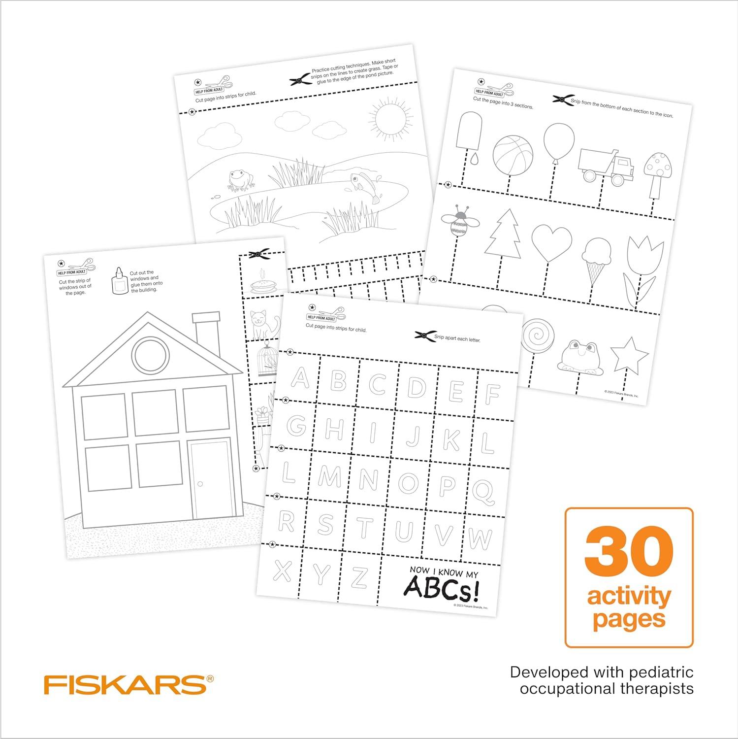 imageFiskars Cut ampamp Learn Kids Activity Book and Training Scissors  Gifts for Kids  Ages 3Ages 2