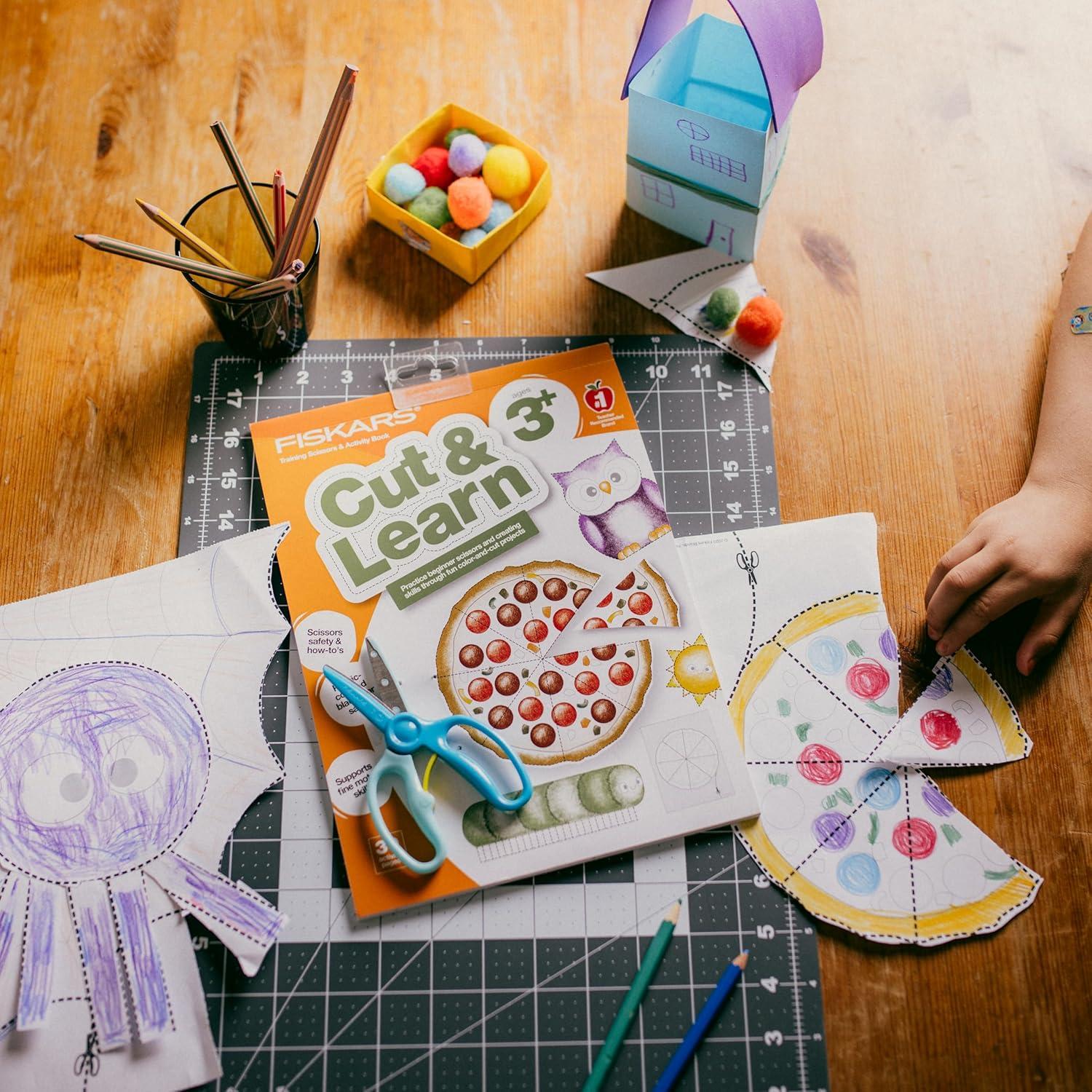imageFiskars Cut ampamp Learn Kids Activity Book and Training Scissors  Gifts for Kids  Ages 3Ages 3