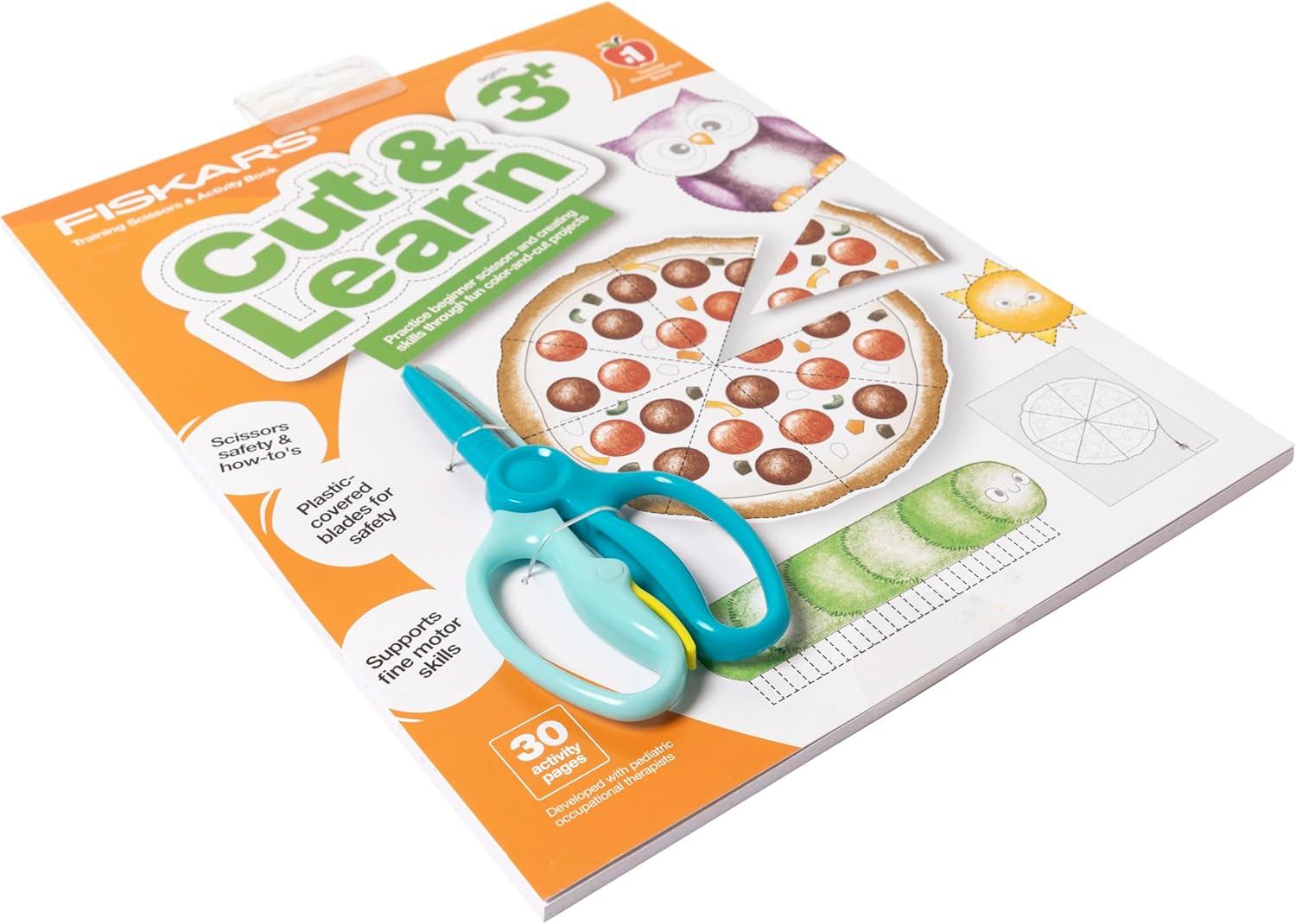 imageFiskars Cut ampamp Learn Kids Activity Book and Training Scissors  Gifts for Kids  Ages 3Ages 3