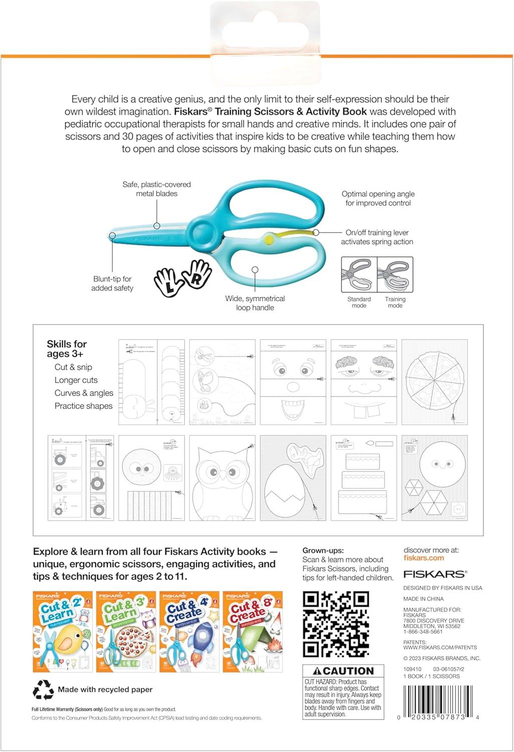 imageFiskars Cut ampamp Learn Kids Activity Book and Training Scissors  Gifts for Kids  Ages 3Ages 3