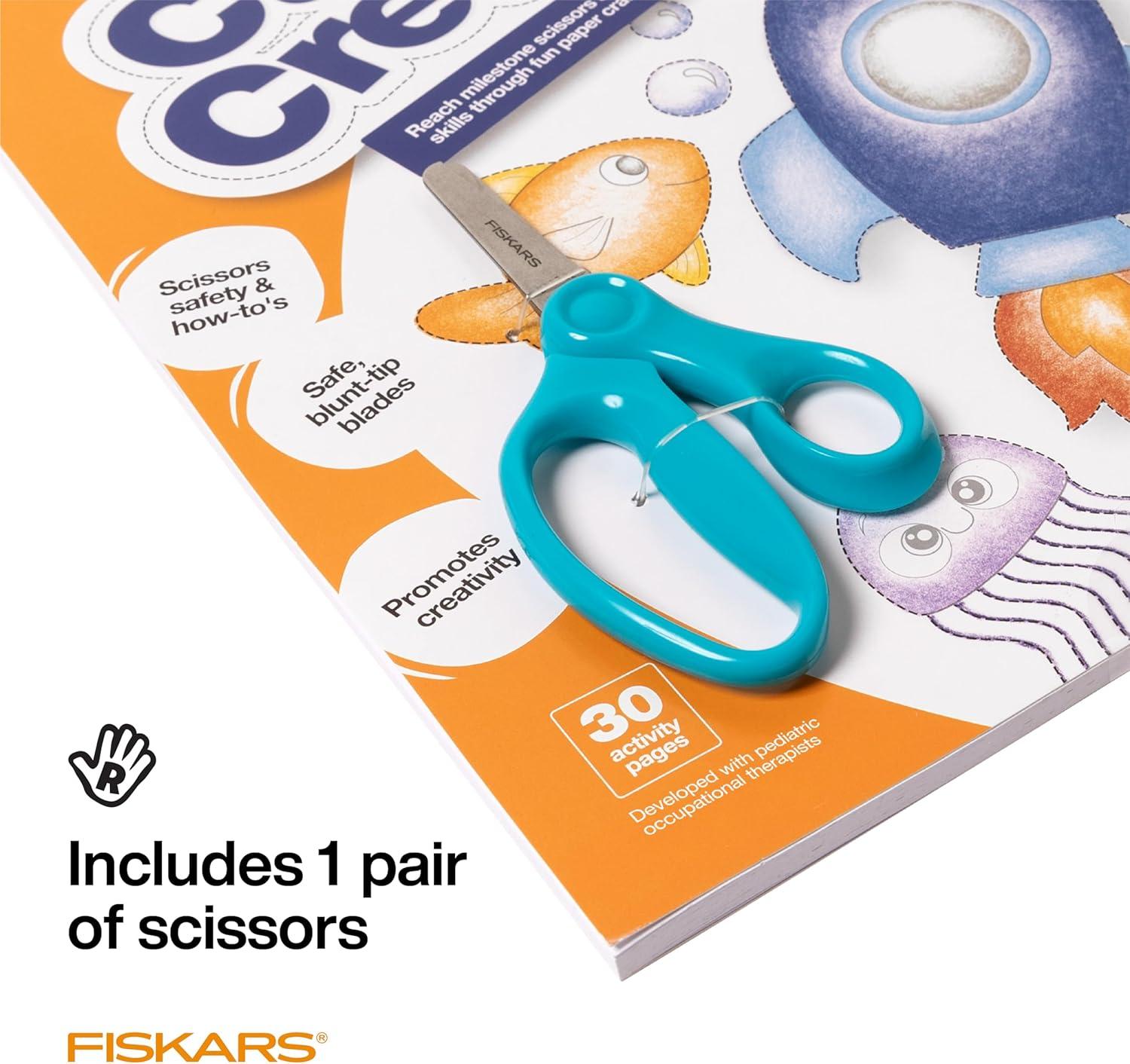 imageFiskars Cut ampamp Learn Kids Activity Book and Training Scissors  Gifts for Kids  Ages 3Ages 4