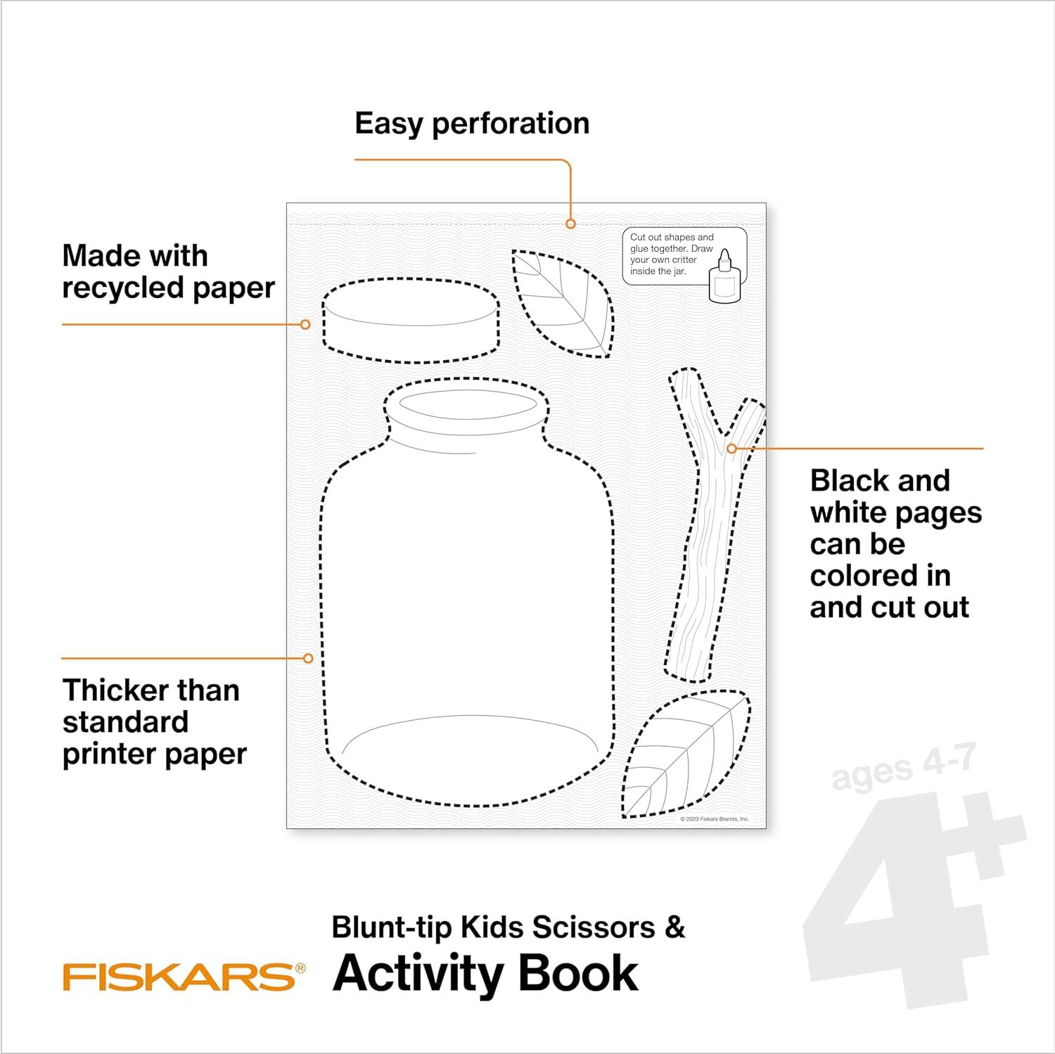 imageFiskars Cut ampamp Learn Kids Activity Book and Training Scissors  Gifts for Kids  Ages 3Ages 4
