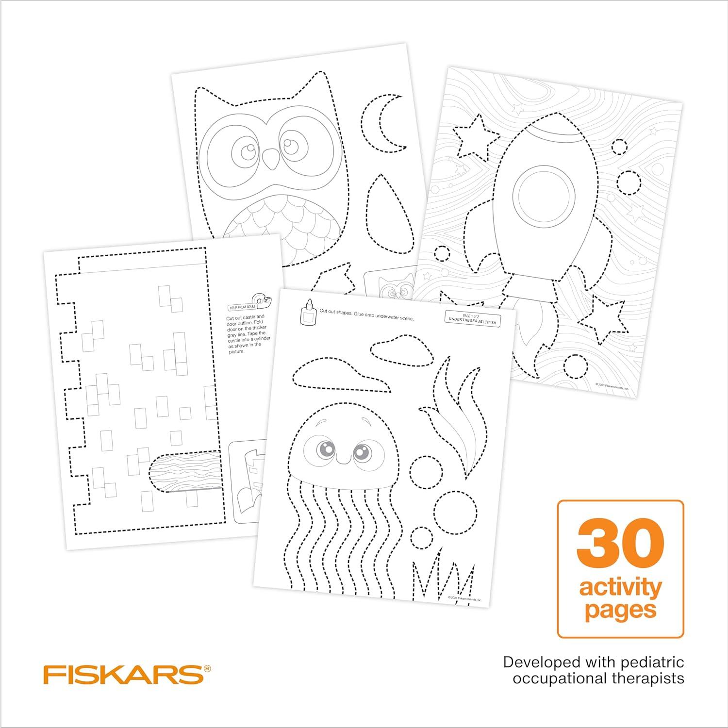 imageFiskars Cut ampamp Learn Kids Activity Book and Training Scissors  Gifts for Kids  Ages 3Ages 4