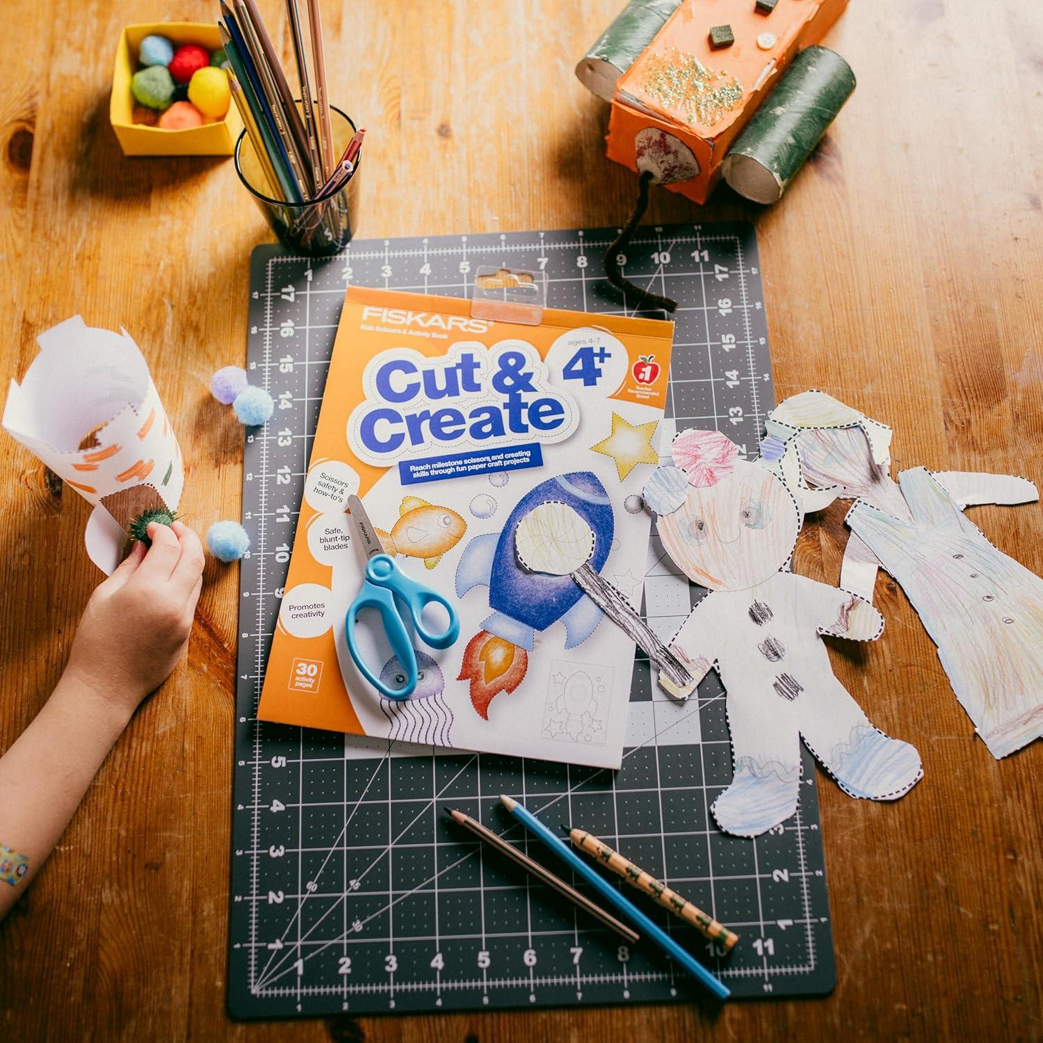 imageFiskars Cut ampamp Learn Kids Activity Book and Training Scissors  Gifts for Kids  Ages 3Ages 4